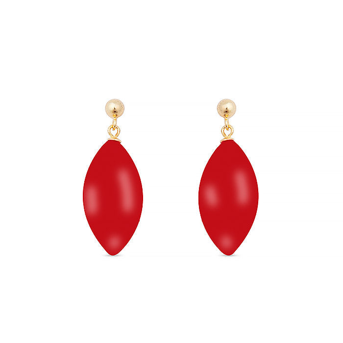 Pendientes de Plata de Ley 925 con Coral acabados en oro amarillo 18K - Ayom