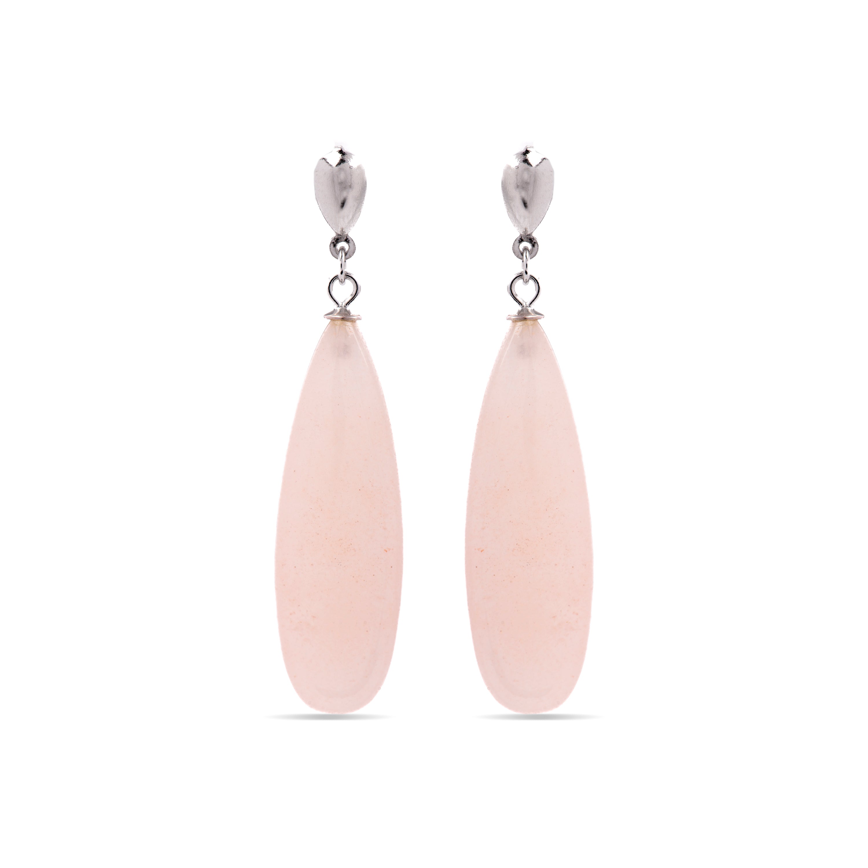 925 Sterling Silver Earrings with Orange Agate, Rhodium Finish - Adak