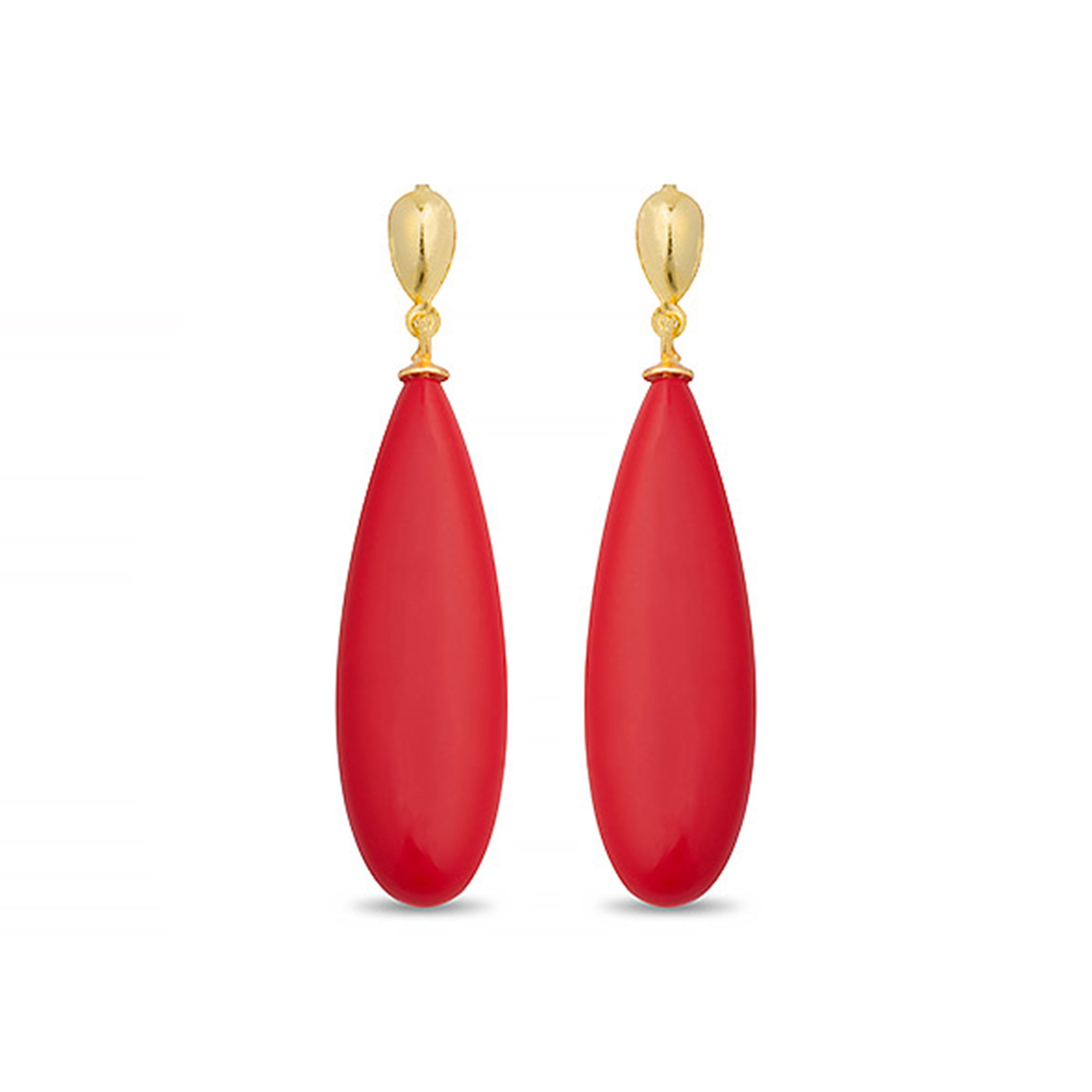 Pendientes de Plata de Ley 925 con Coral acabados en oro amarillo 18K - Adak