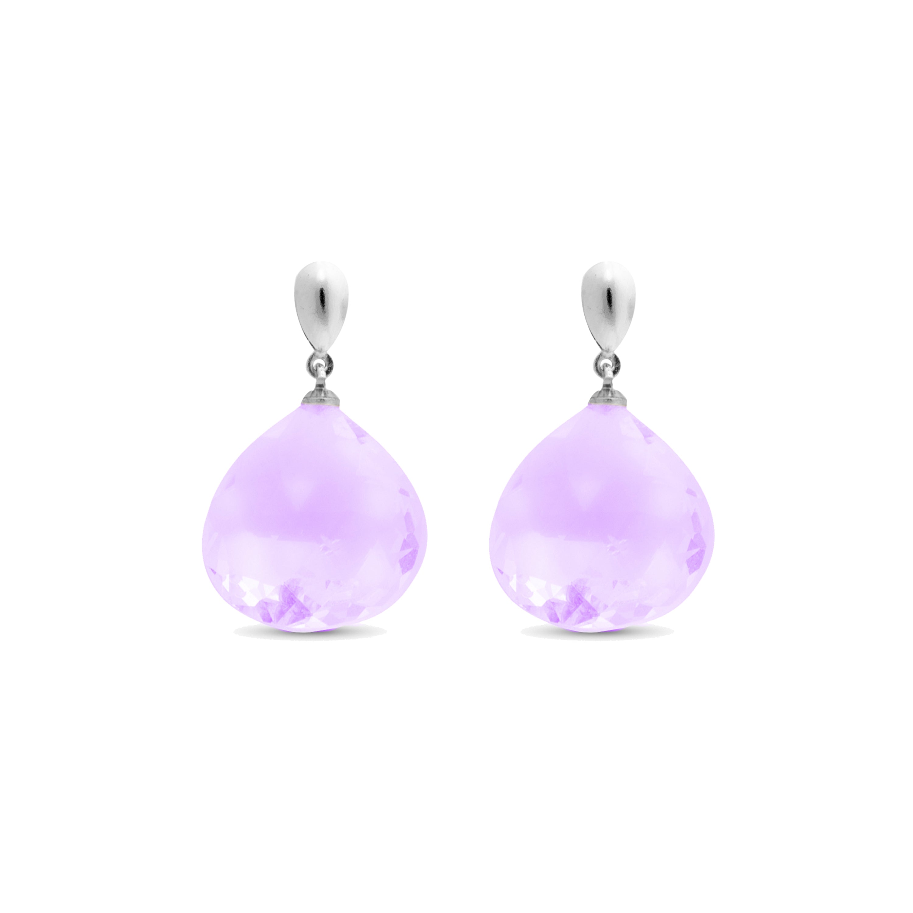 925 Sterling Silver Earrings with Rhodium-Plated Morganite Zirconia - Zoqoyi