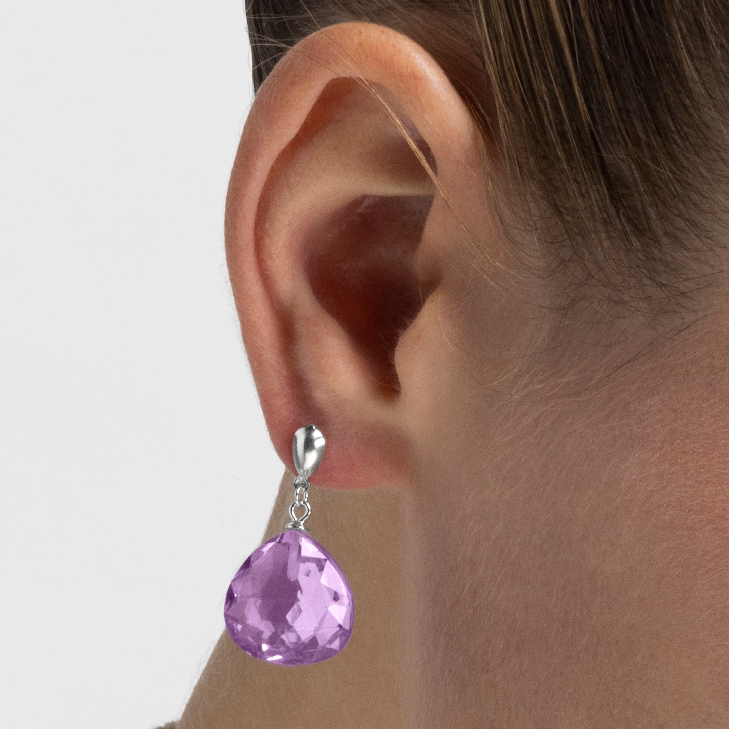 925 Sterling Silver Earrings with Rhodium-Plated Morganite Zirconia - Zoqoyi