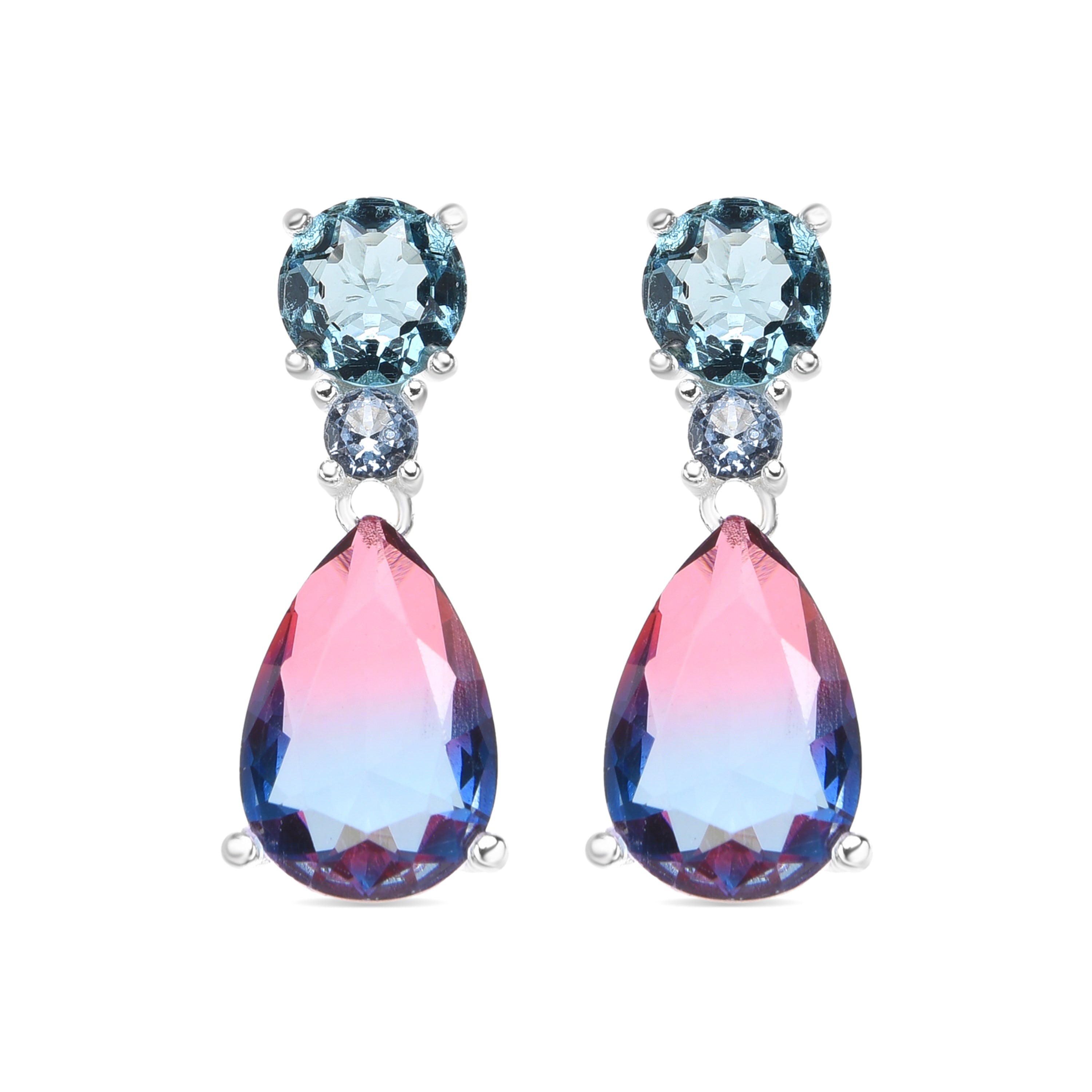 925 Sterling Silver and Gradient Blue Hydrothermal Quartz Earrings with Rhodium Finish - Koarg