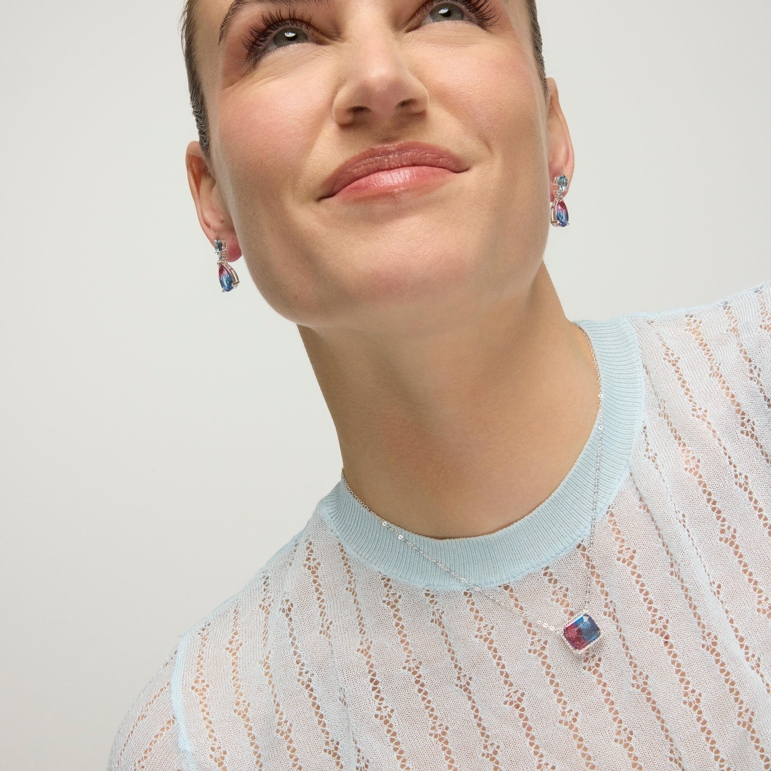 925 Sterling Silver and Gradient Blue Hydrothermal Quartz Earrings with Rhodium Finish - Koarg