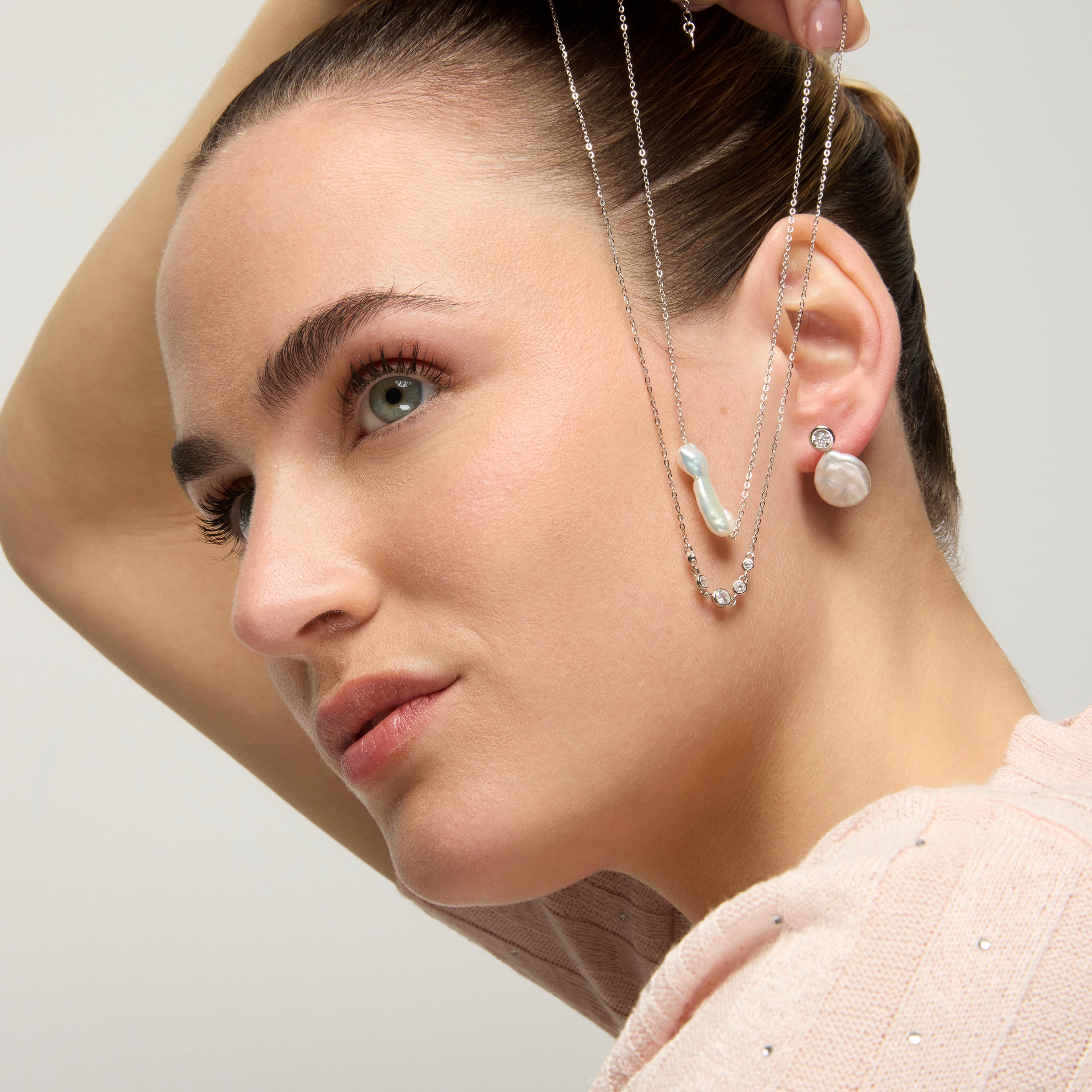 925 Sterling Silver and White Pearl Earrings with Rhodium Finish - Rasgrim