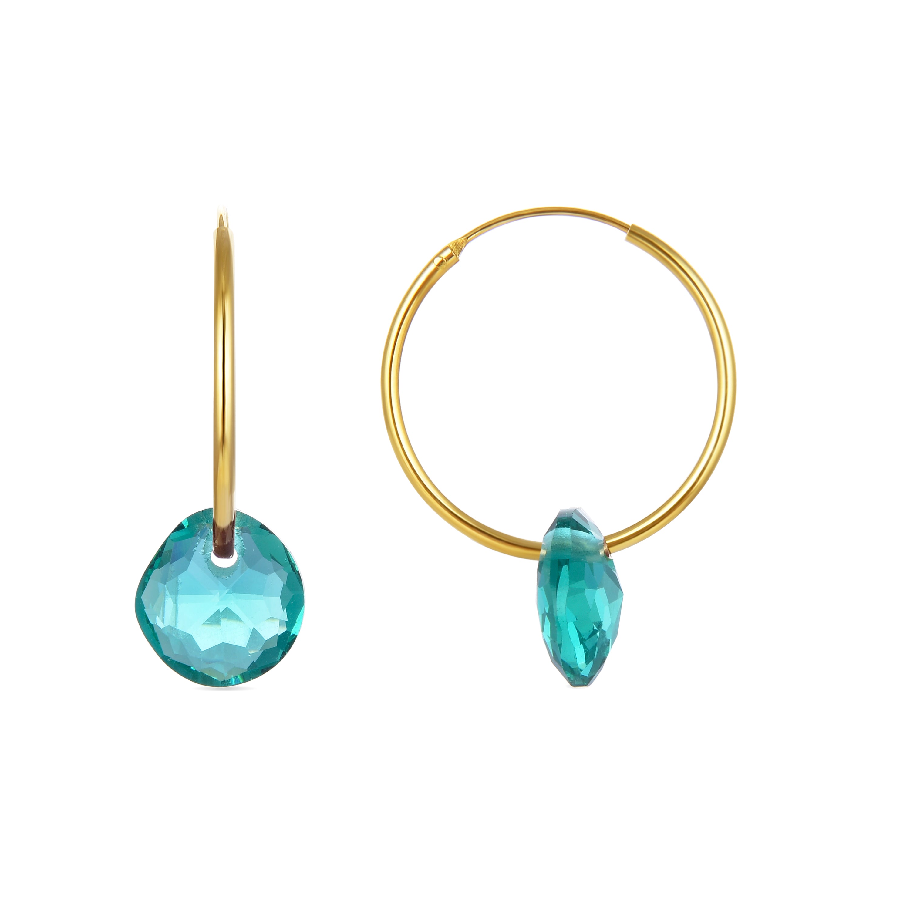 925 Sterling Silver Earrings with Green Hydrothermal Quartz Finished in 18K Yellow Gold - Vanshy