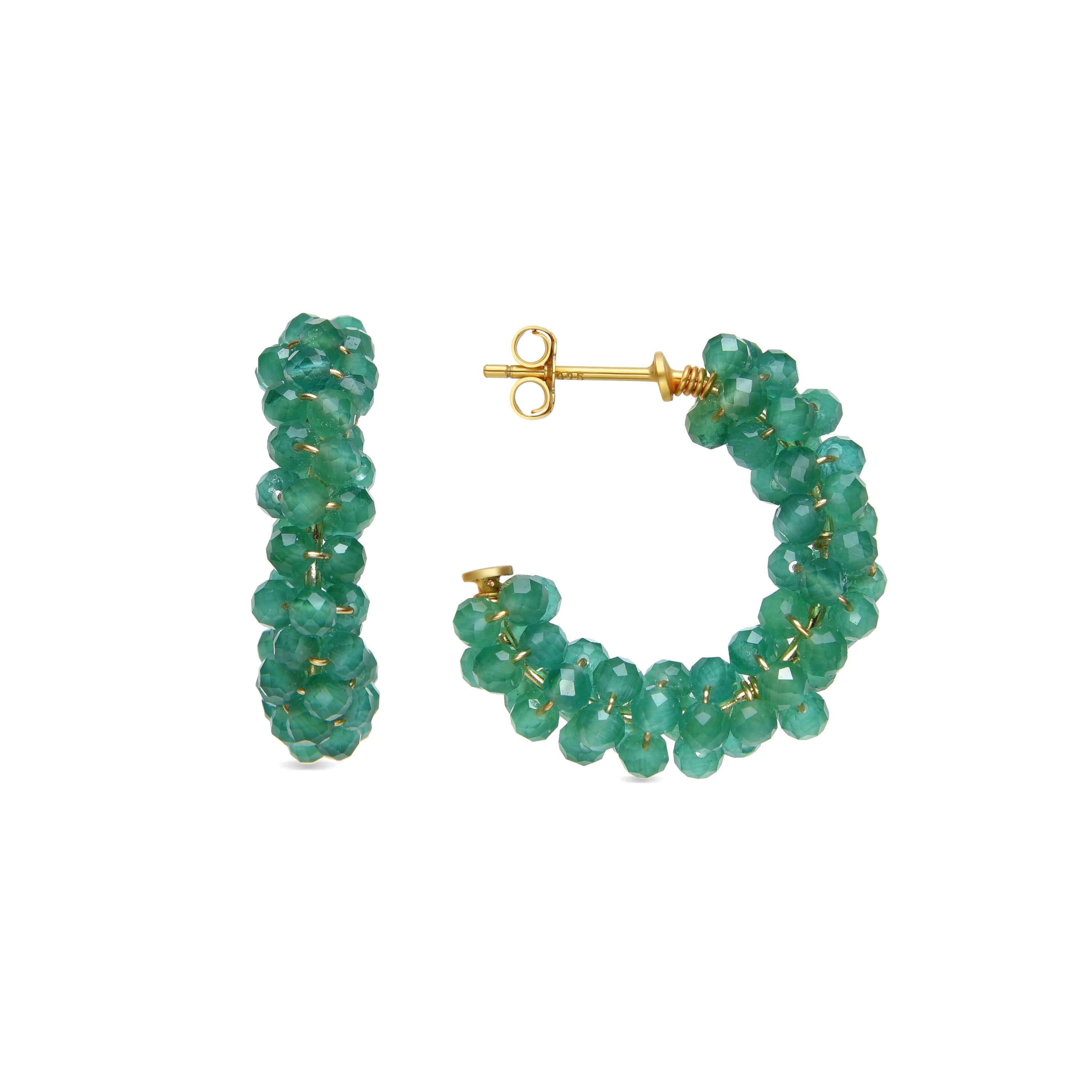 925 Sterling Silver and Paraiba Green Hydrothermal Quartz Earrings in 18k Yellow Gold Finish - Rariki