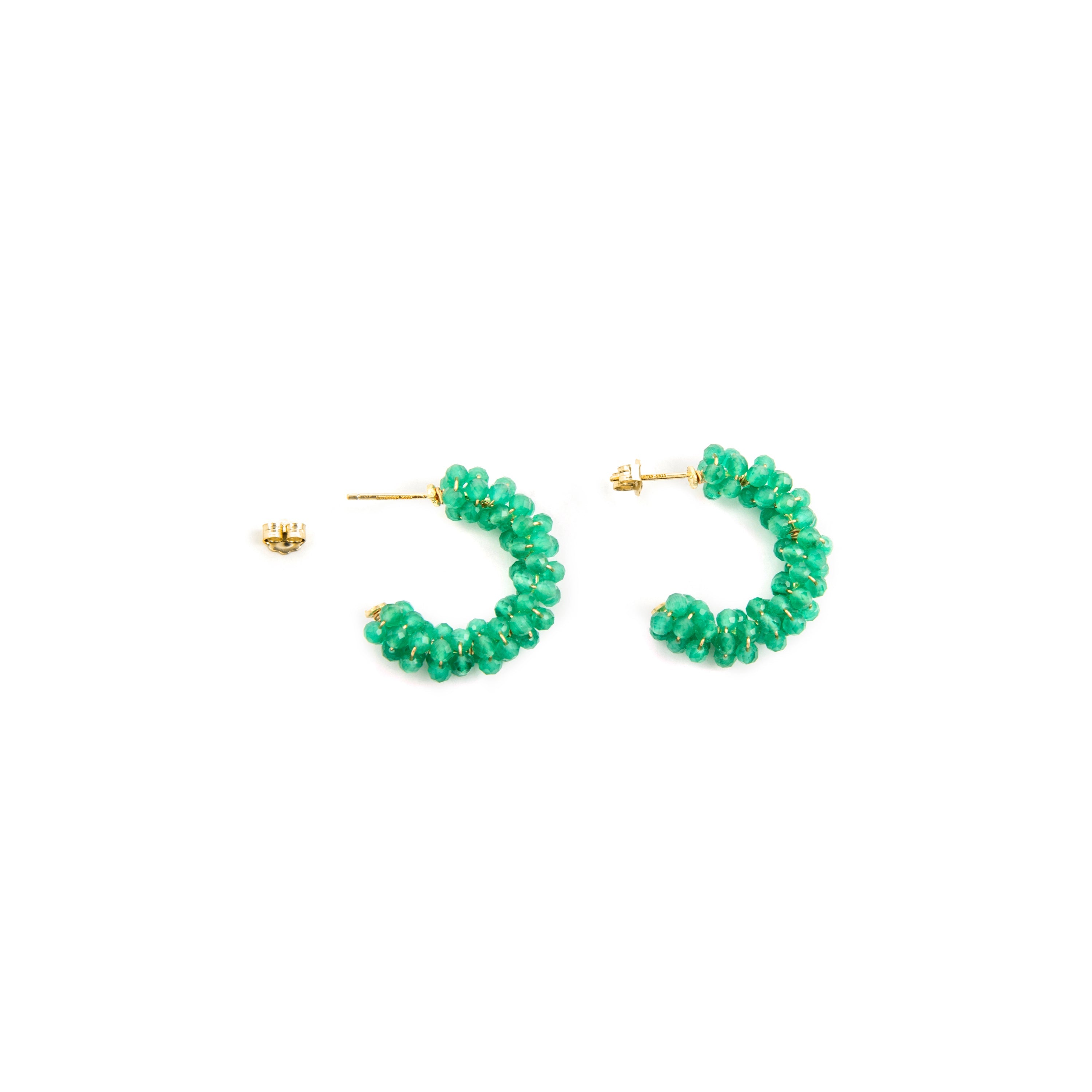 925 Sterling Silver and Paraiba Green Hydrothermal Quartz Earrings in 18k Yellow Gold Finish - Rariki