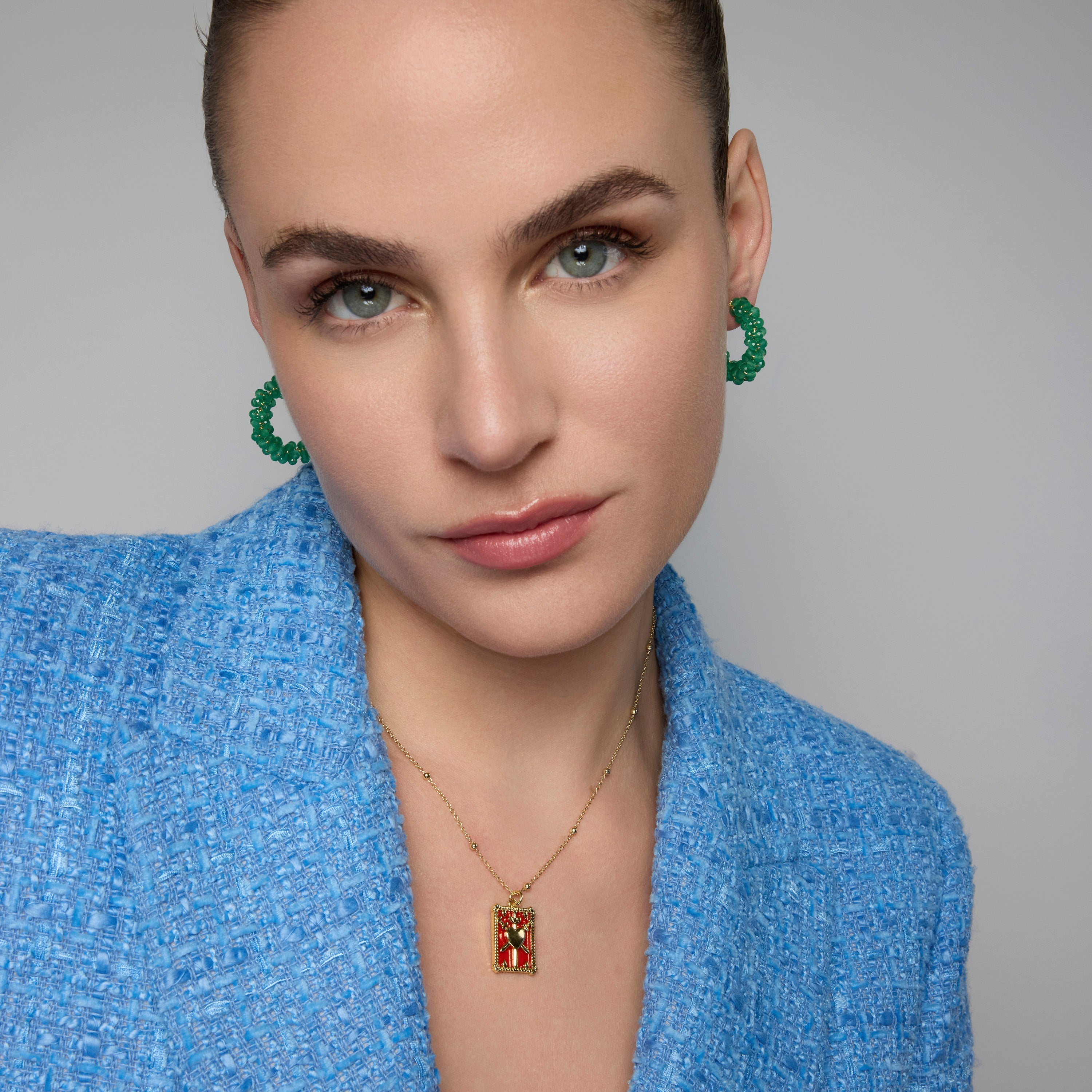 925 Sterling Silver and Paraiba Green Hydrothermal Quartz Earrings in 18k Yellow Gold Finish - Rariki