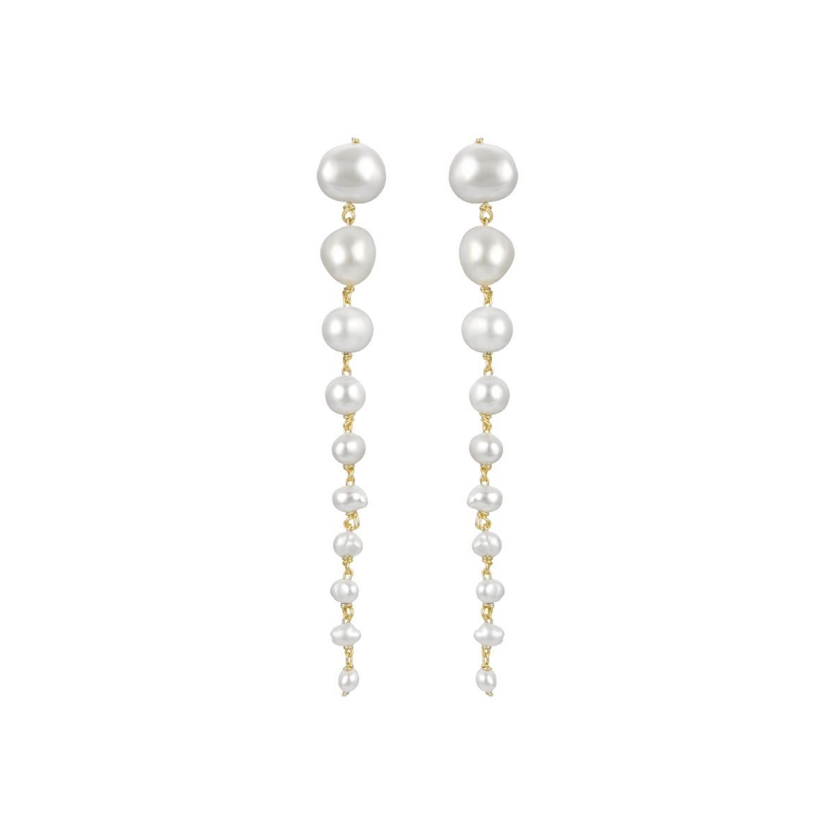 Pendientes de Plata de Ley 925 con Perla Blanca acabados en oro amarillo 18K - Thuba