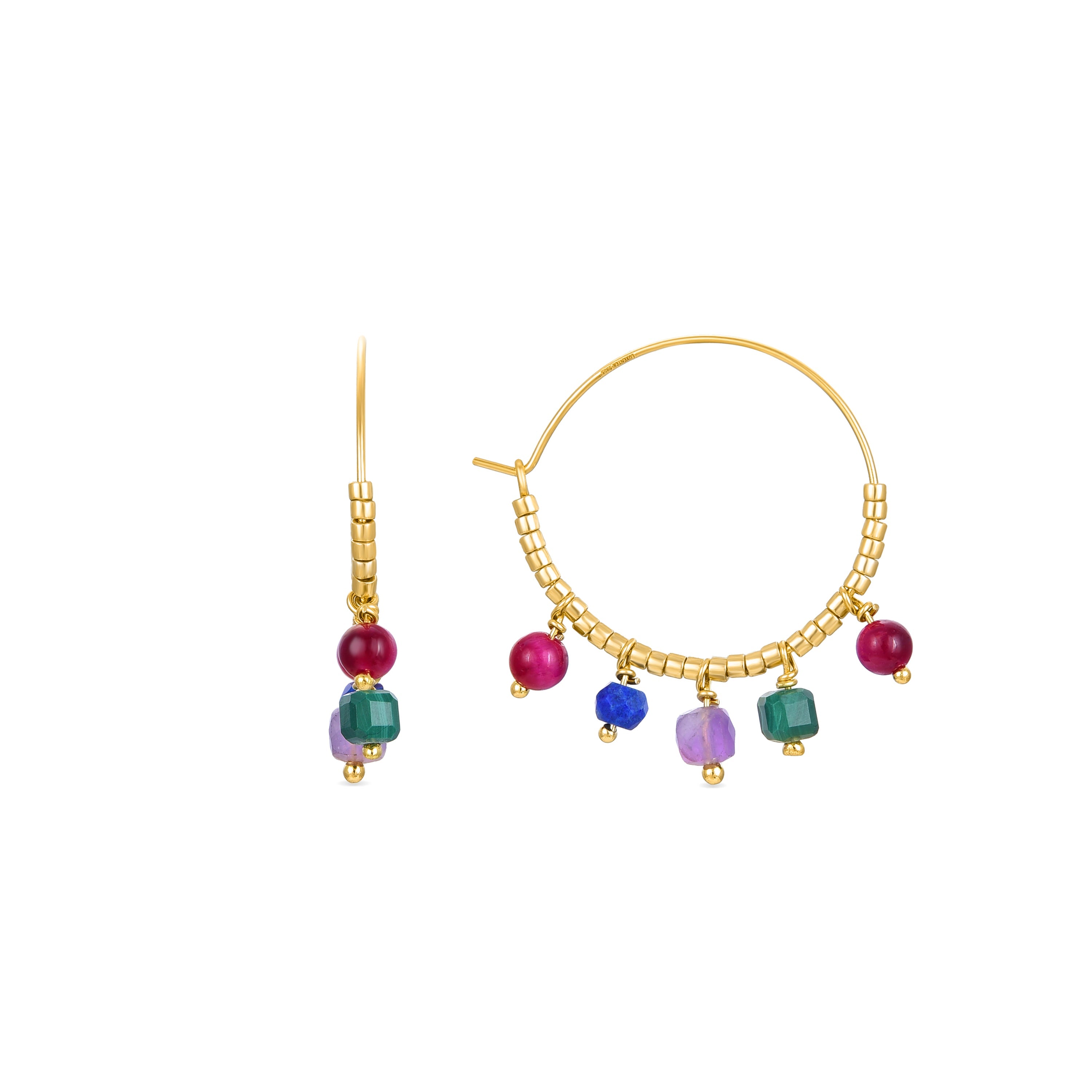 Pendientes de Plata de Ley 925 con Cristal Multicolor acabados en oro amarillo 18K - Belt