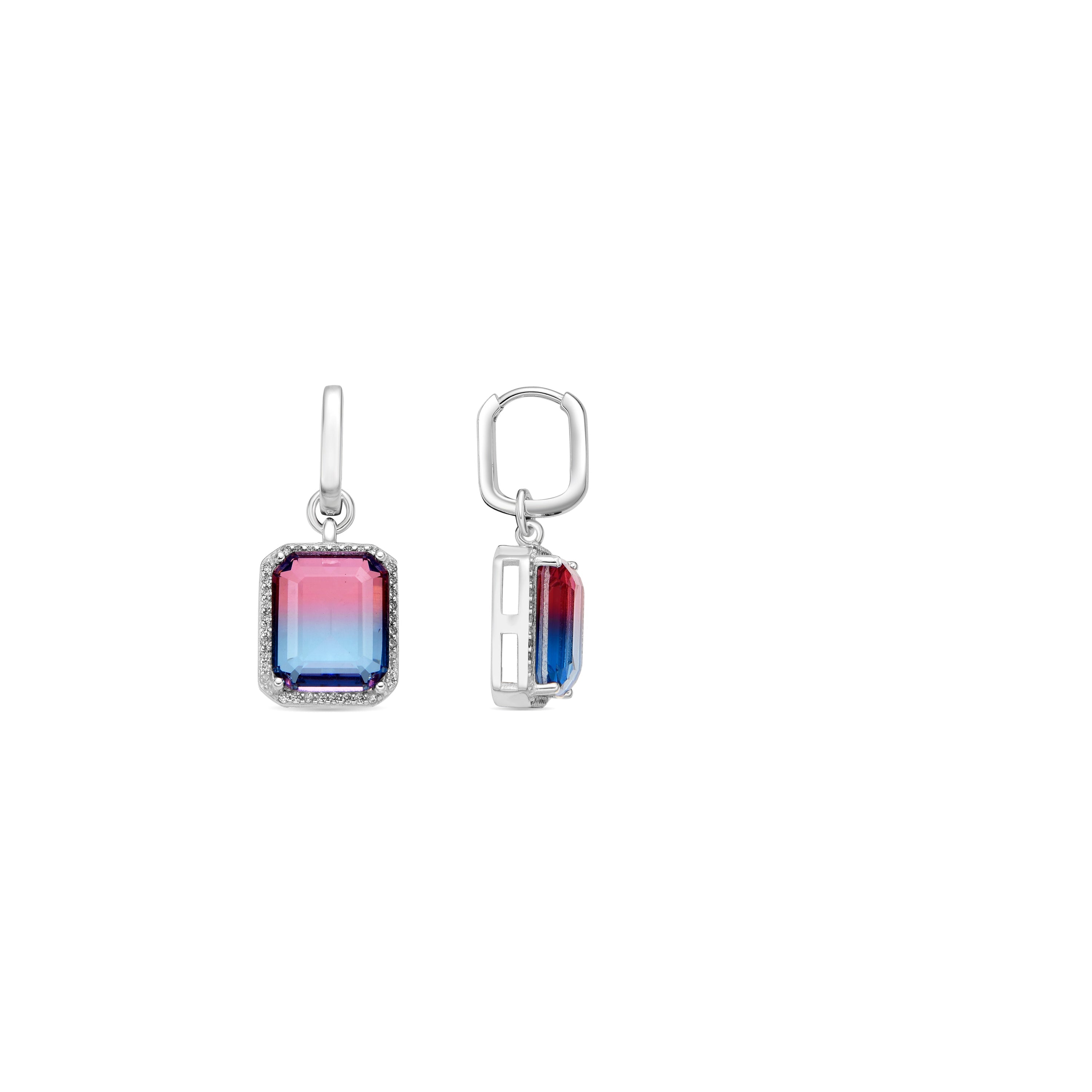 925 Sterling Silver and Gradient Blue Hydrothermal Quartz Earrings with Rhodium Finish - Kakan