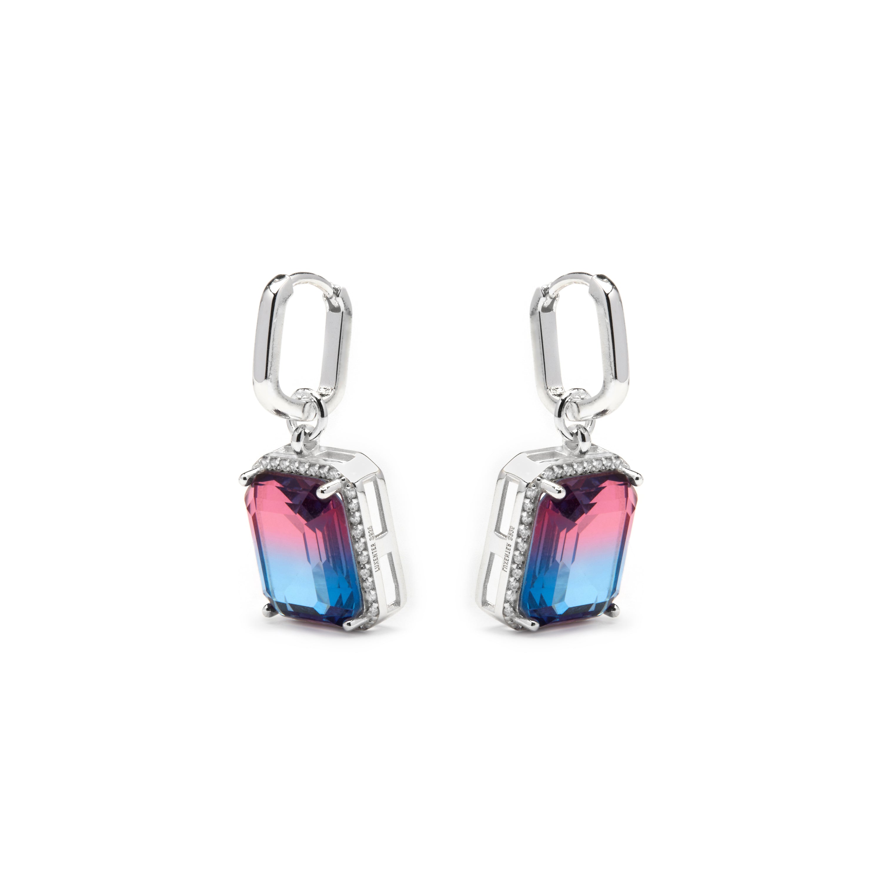 925 Sterling Silver and Gradient Blue Hydrothermal Quartz Earrings with Rhodium Finish - Kakan