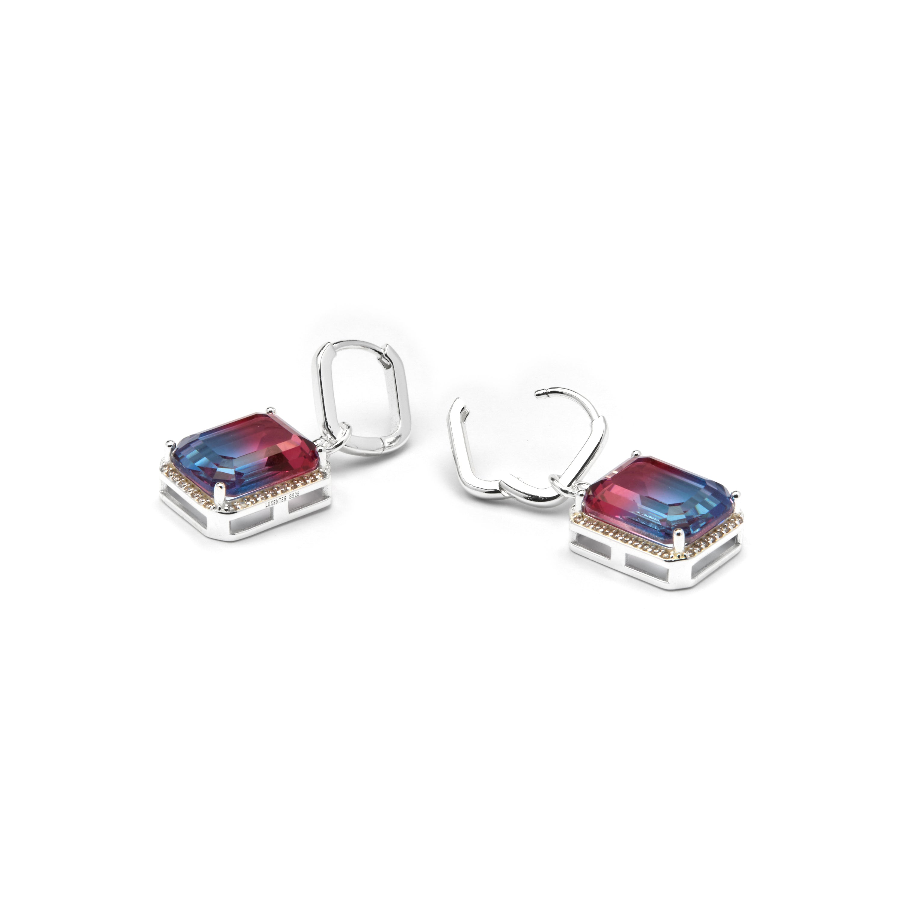 925 Sterling Silver and Gradient Blue Hydrothermal Quartz Earrings with Rhodium Finish - Kakan