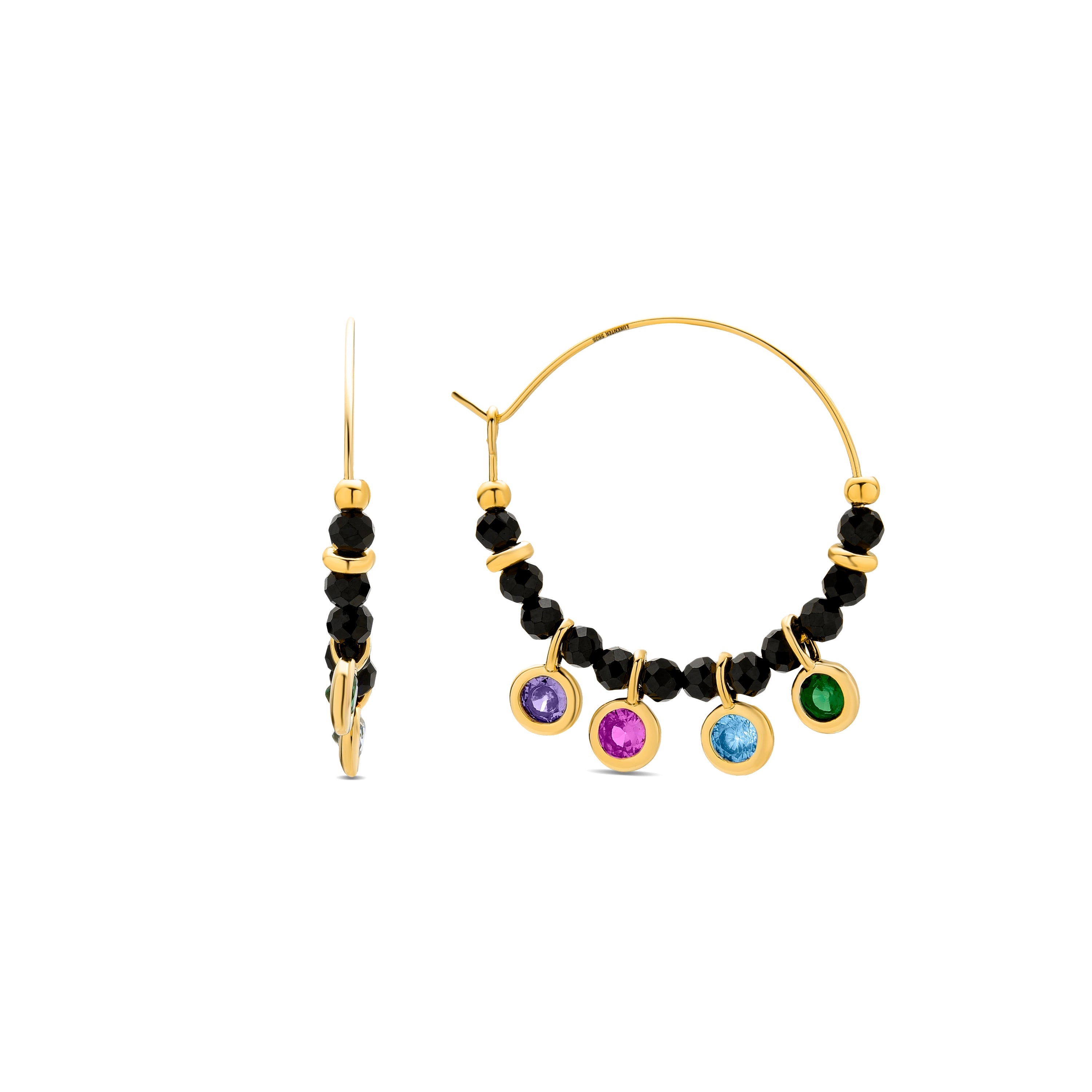 Pendientes de Plata de Ley 925 con Circonita Multicolor acabados en oro amarillo 18K - Vusak
