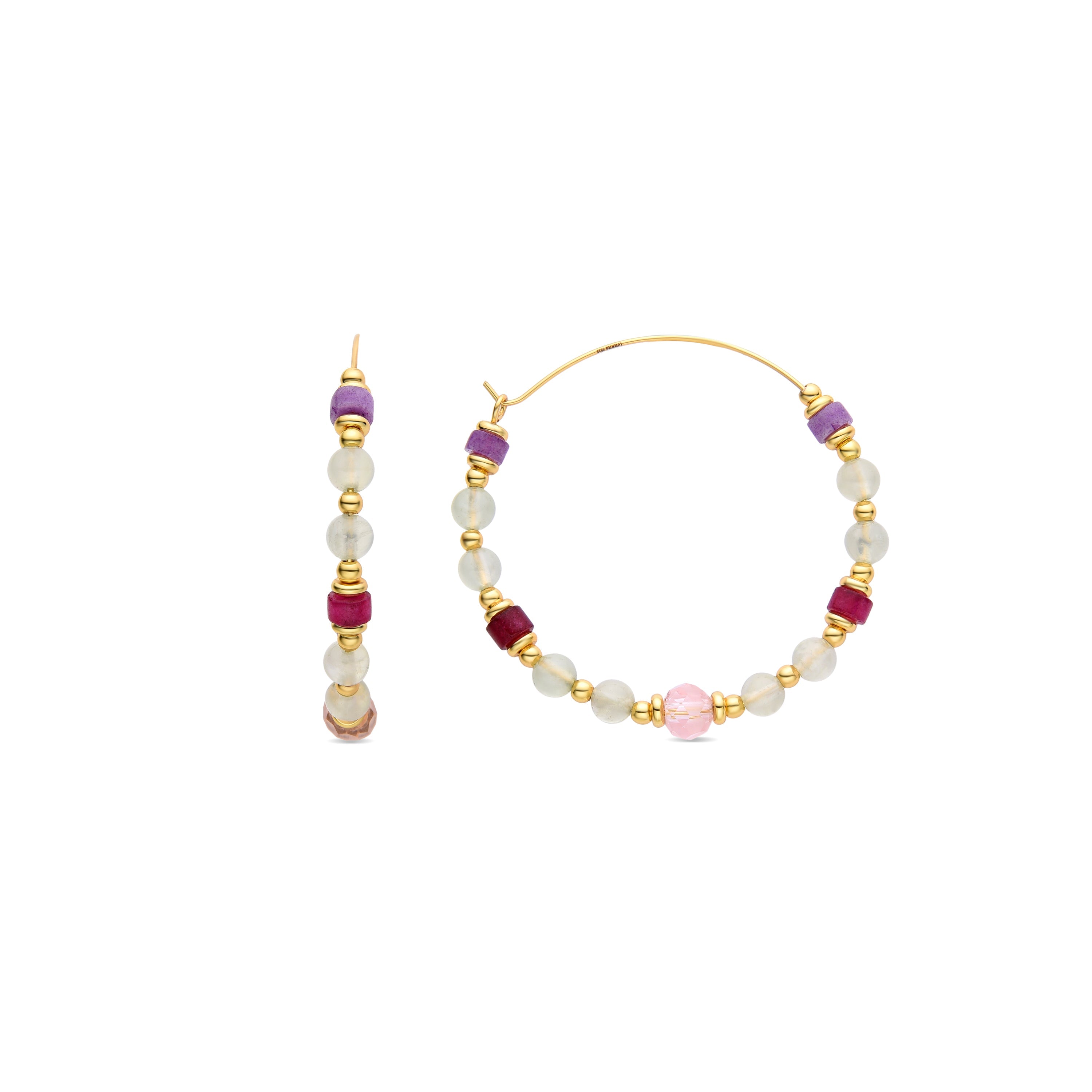 925 Sterling Silver Earrings with Prehenite Finished in 18K Yellow Gold - Orchoi
