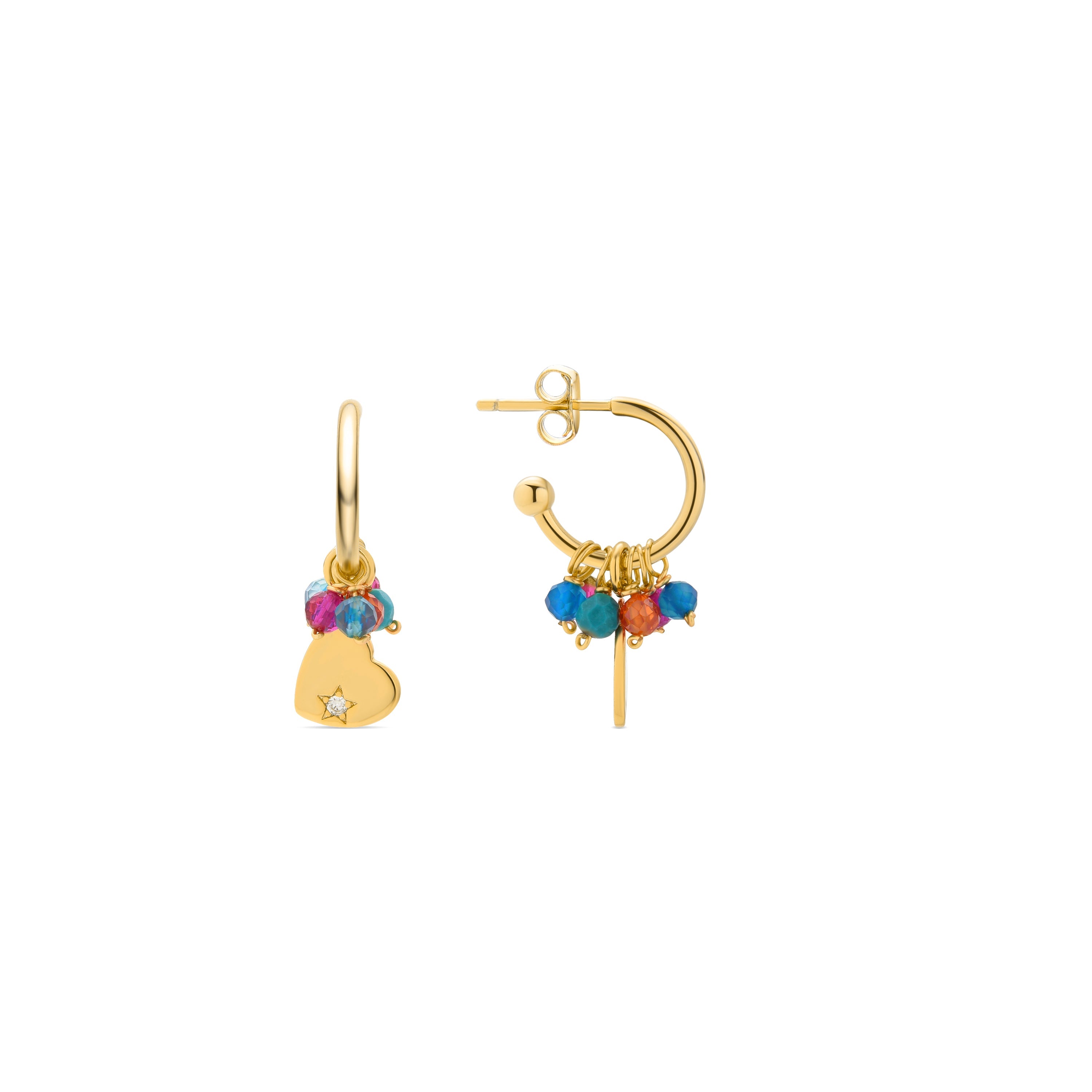 Pendientes de Plata de Ley 925 con Cristal Multicolor acabados en oro amarillo 18K - Sten