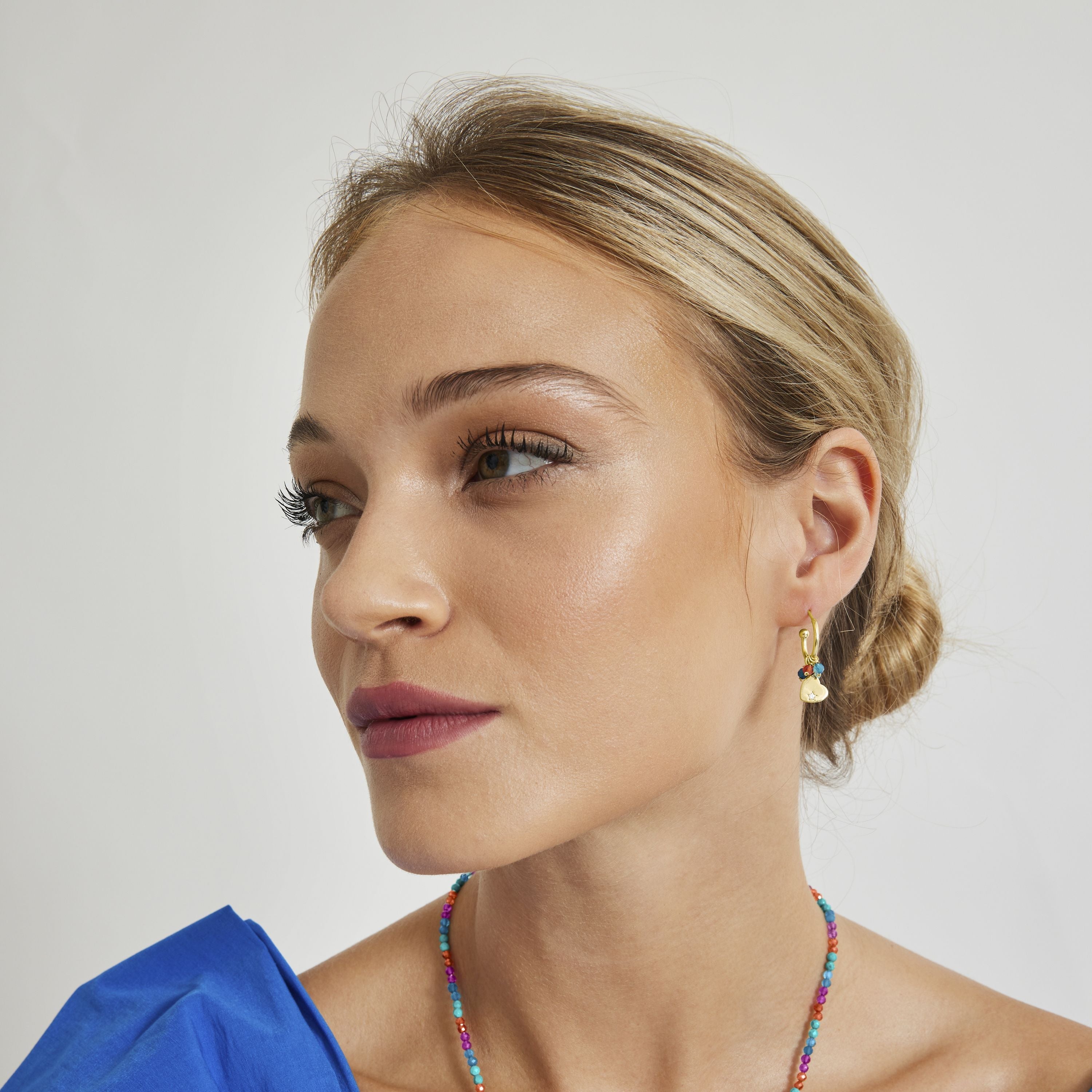Pendientes de Plata de Ley 925 con Cristal Multicolor acabados en oro amarillo 18K - Sten