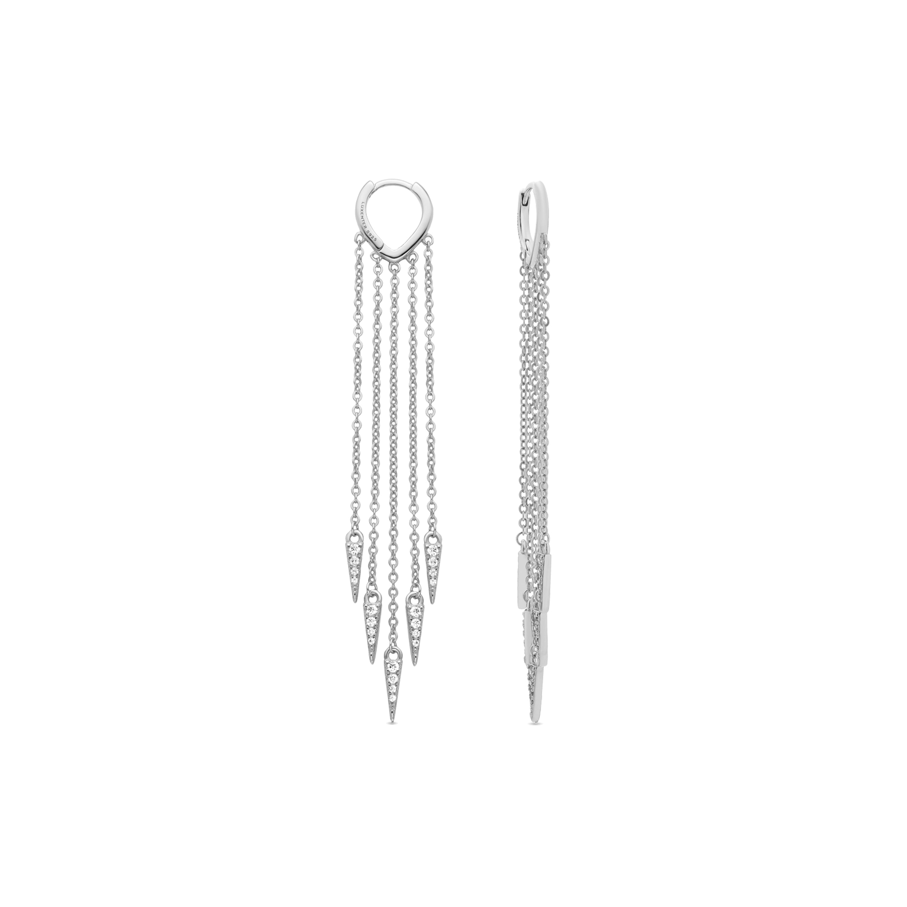 925 Sterling Silver Stud Earrings with brilliant cubic zirconia, rhodium-plated finish - Ryzal