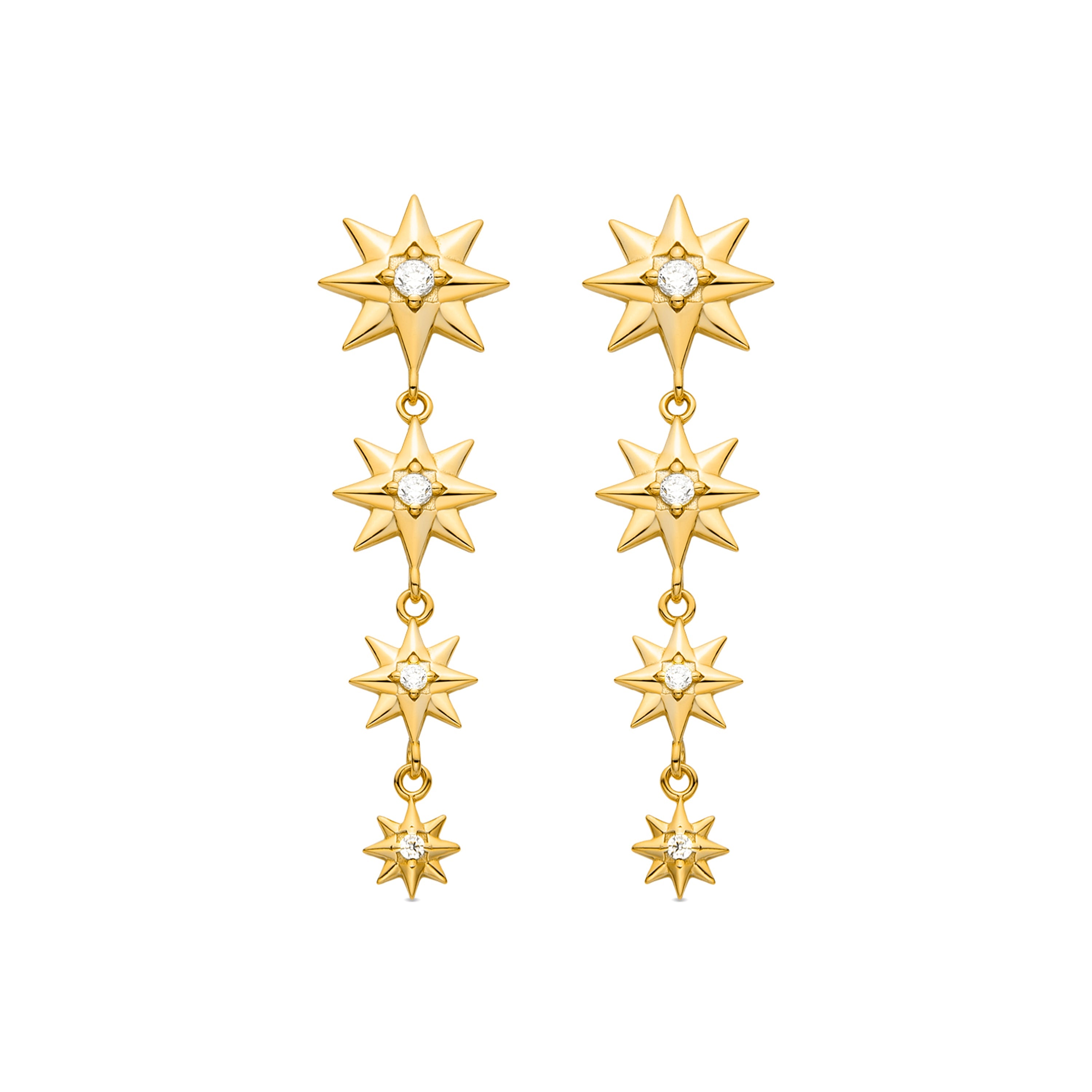 925 Sterling Silver Earrings with Brilliant Zirconia finished in 18K Yellow Gold - Xenuh