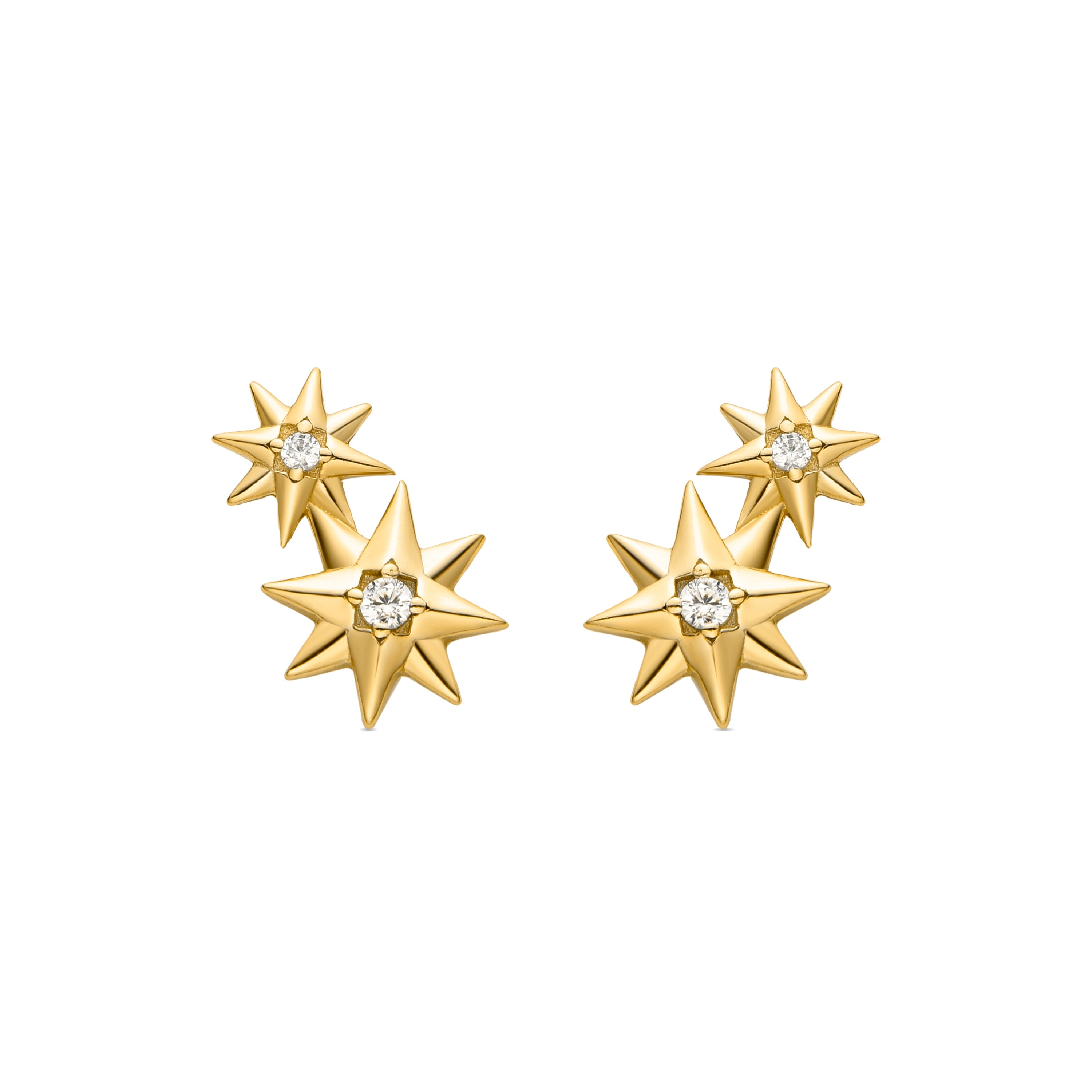 925 Sterling Silver Earrings with Brilliant Zirconia finished in 18K Yellow Gold - Oiel