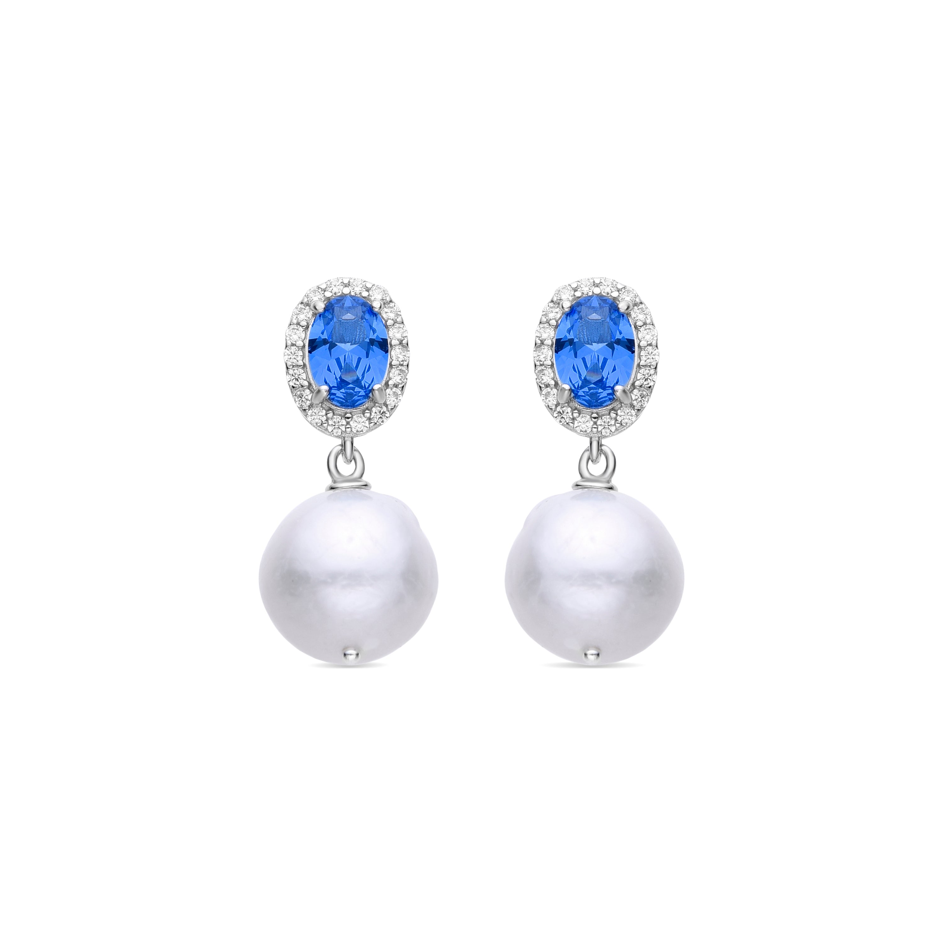 925 Sterling Silver White Pearl Earrings with Rhodium Finish - Saayn