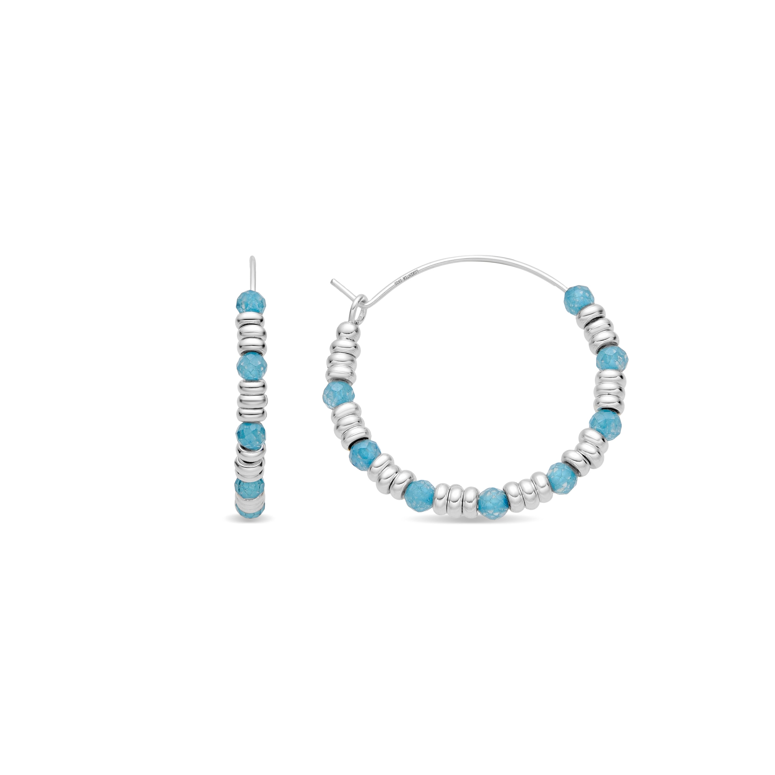 925 Sterling Silver and Aquamarine Zirconia Earrings with Rhodium Finish - Deli