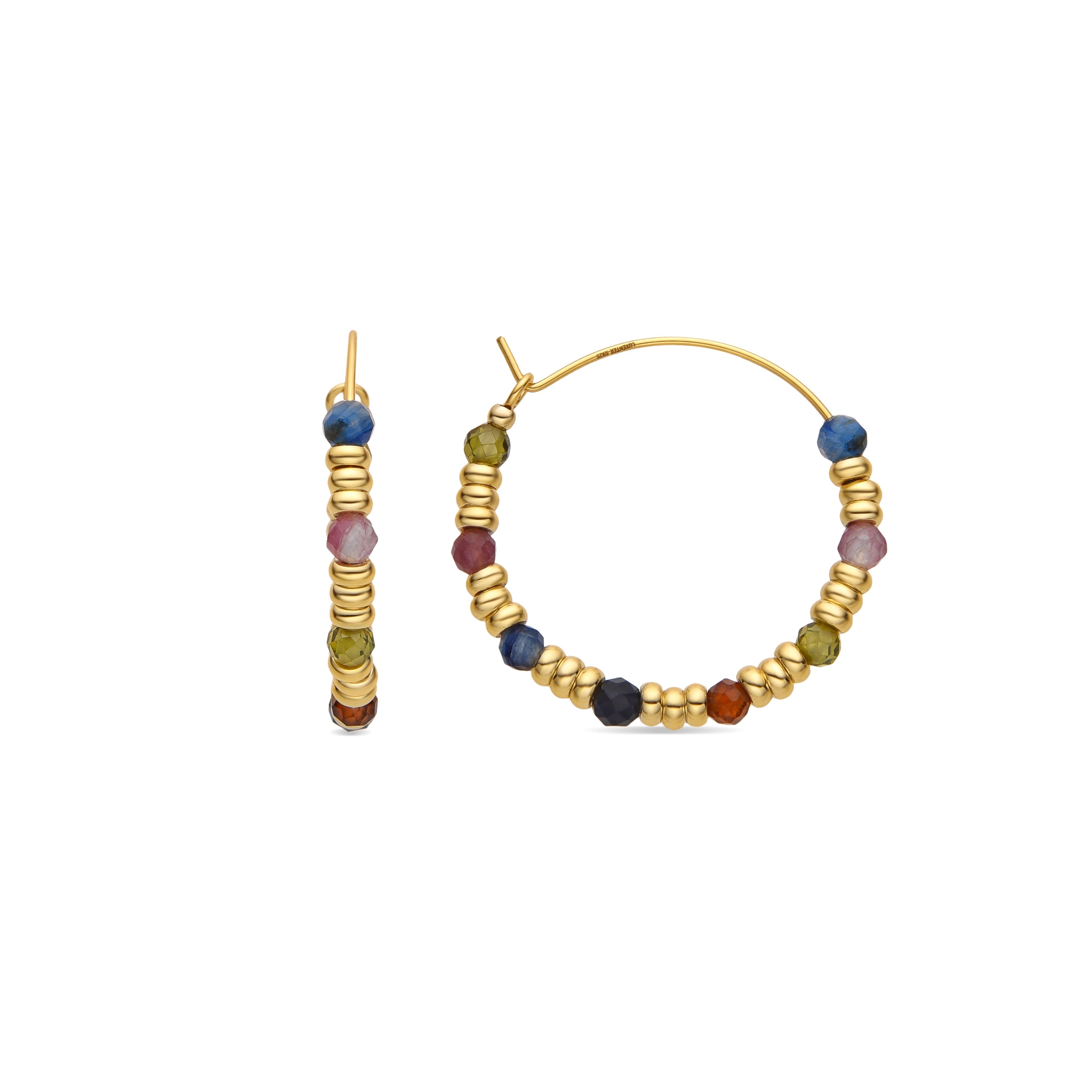 925 Sterling Silver and Multicolor Crystal Earrings with 18k Gold Finish - Deli