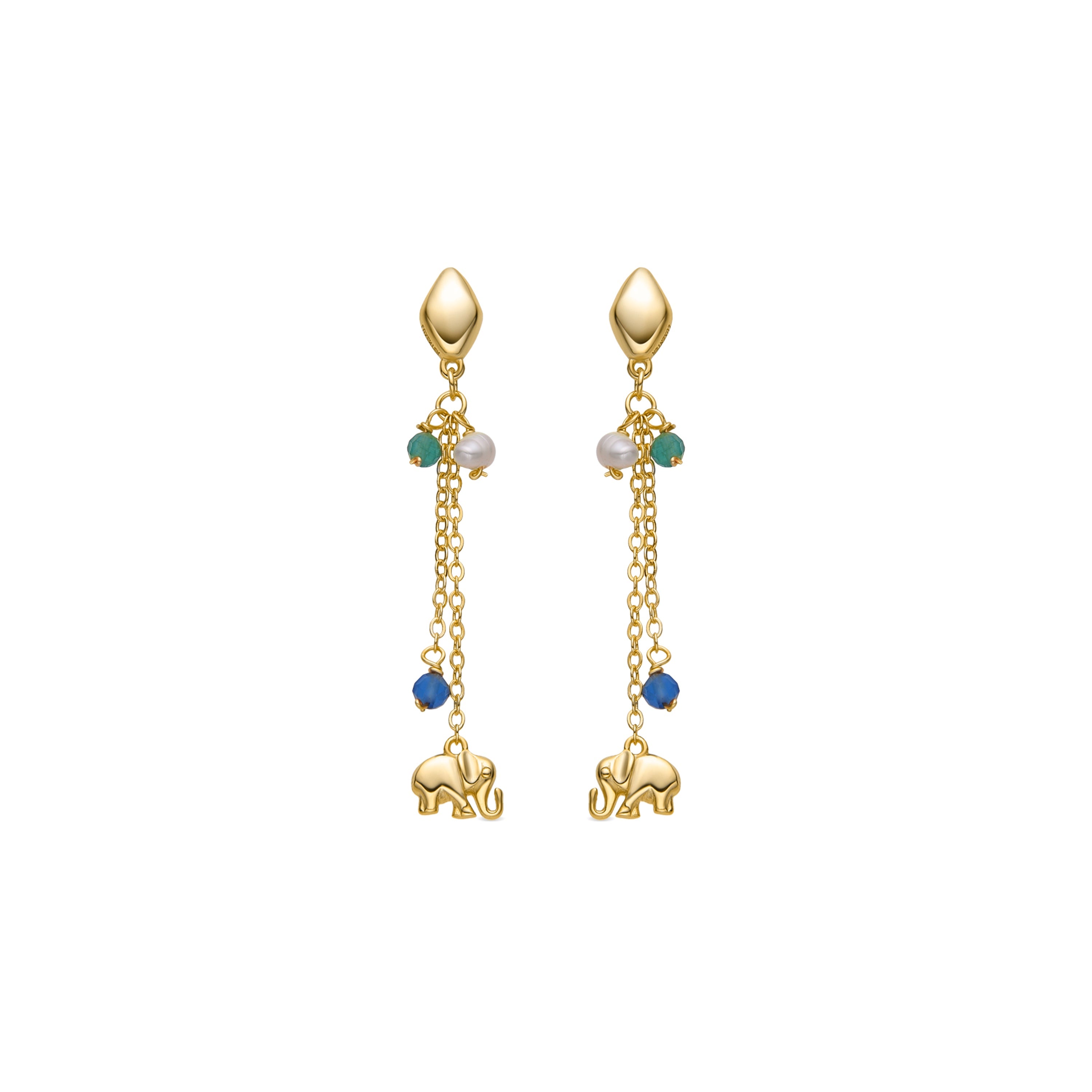 925 Sterling Silver and Dark Blue Crystal Earrings with 18k Gold Finish - Dirhum