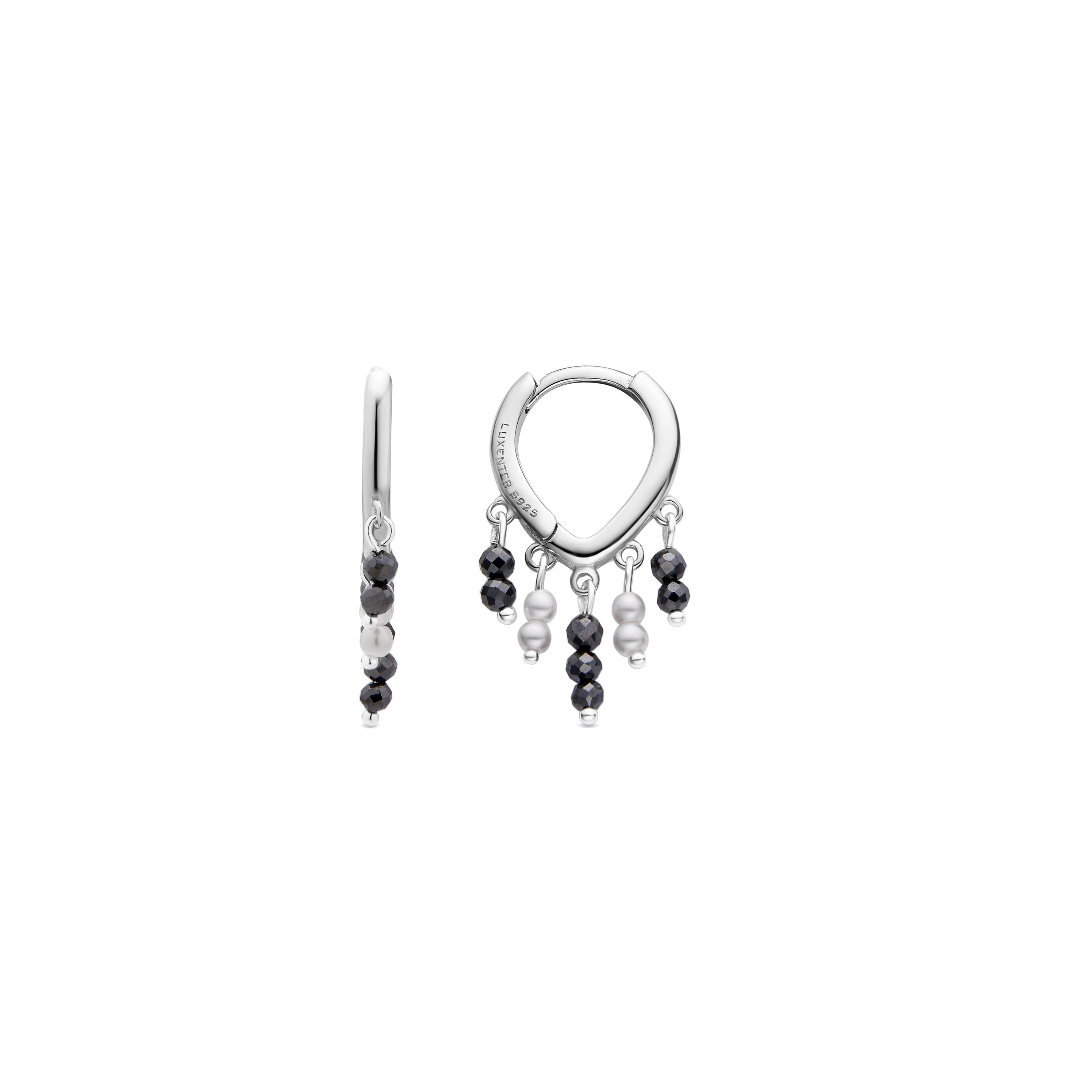 925 Sterling Silver and White Pearl Earrings with Rhodium Finish - Ukraes