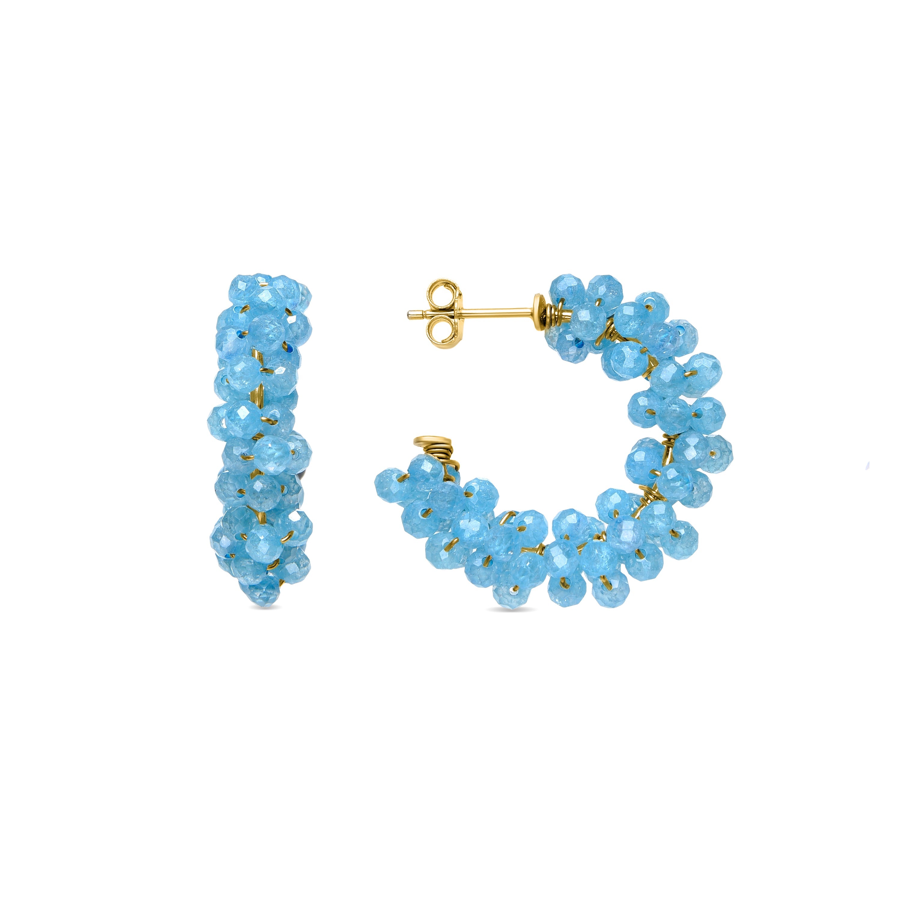 925 Sterling Silver and Aquamarine Zirconia Earrings with Rhodium Finish - Silka