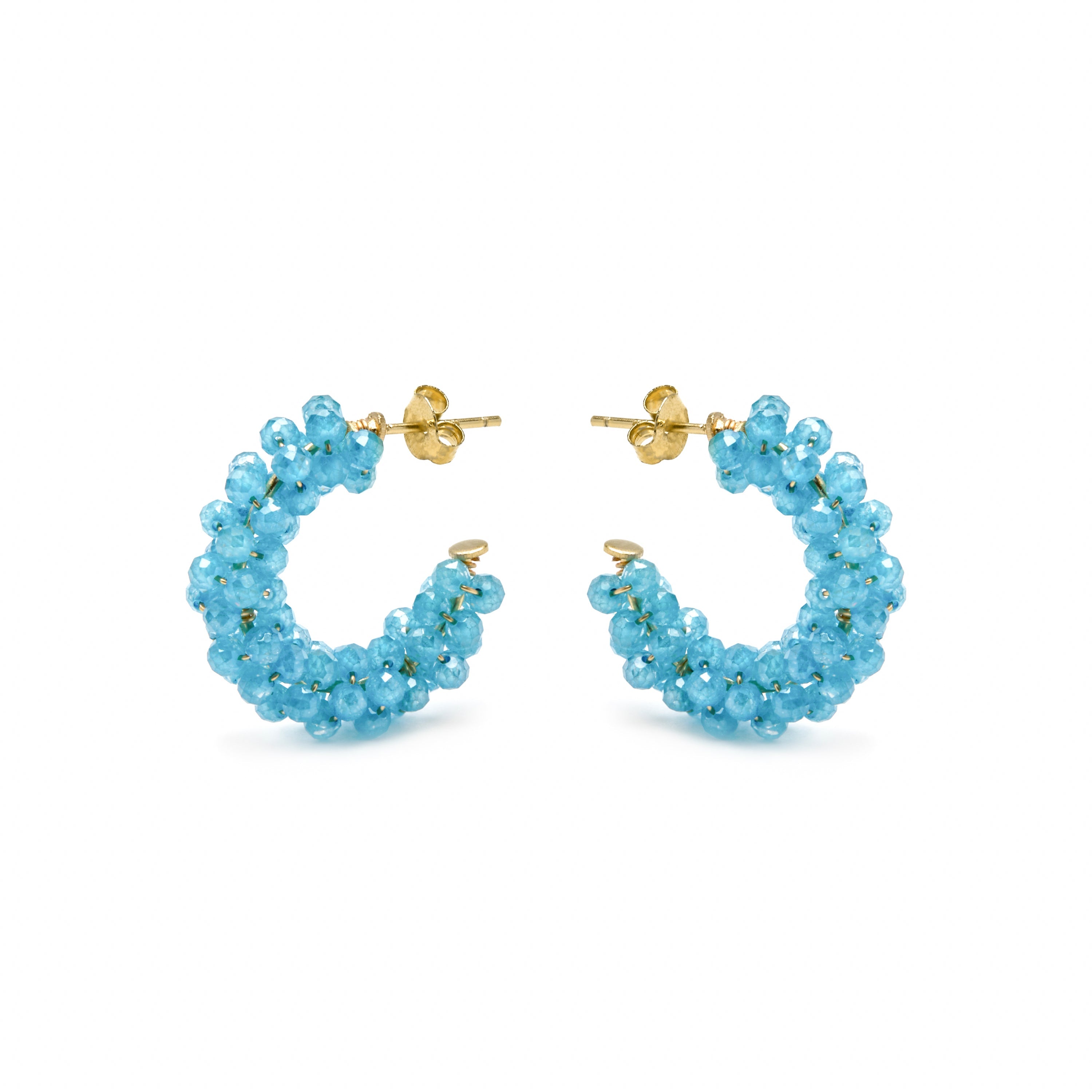 925 Sterling Silver and Aquamarine Zirconia Earrings with Rhodium Finish - Silka