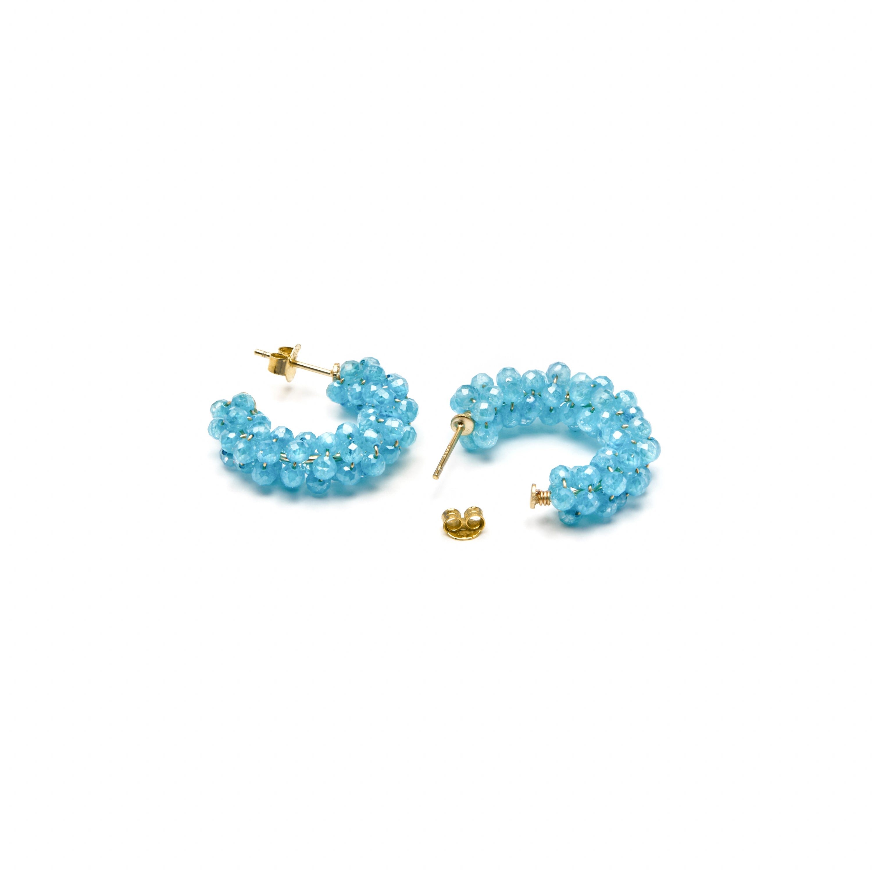 925 Sterling Silver and Aquamarine Zirconia Earrings with Rhodium Finish - Silka
