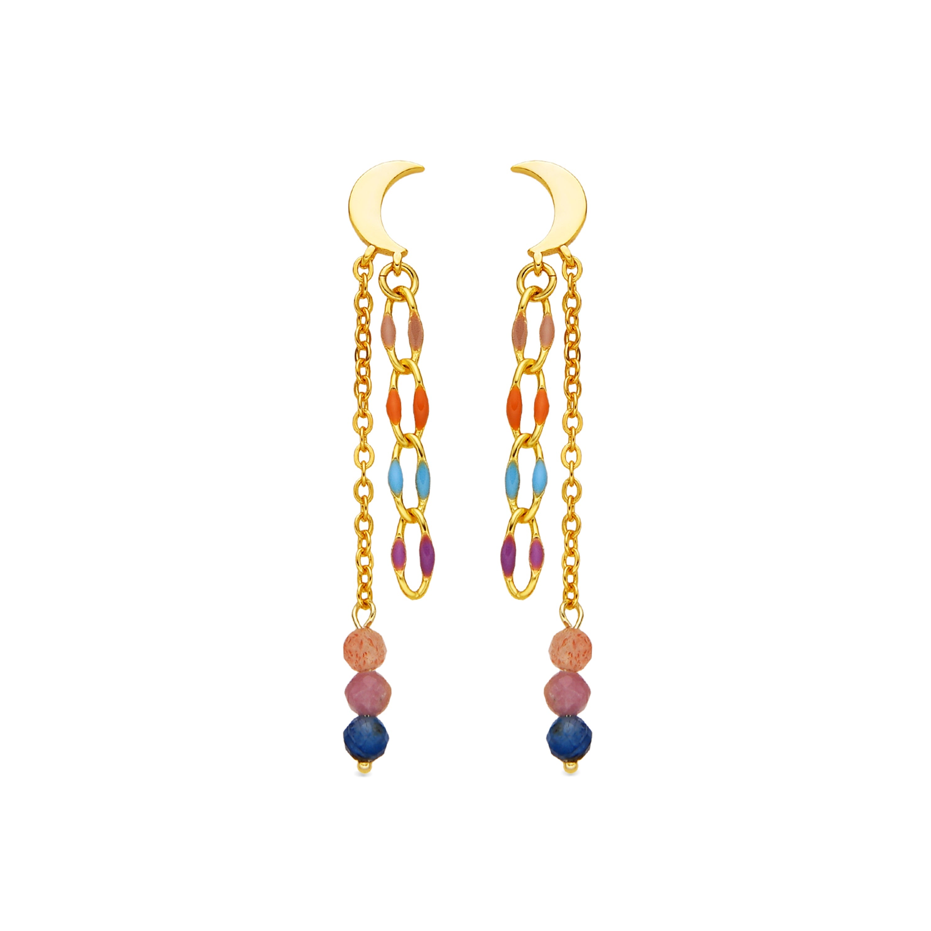 925 Sterling Silver and Multicolor Crystal Earrings with 18k Gold Finish - Liesi