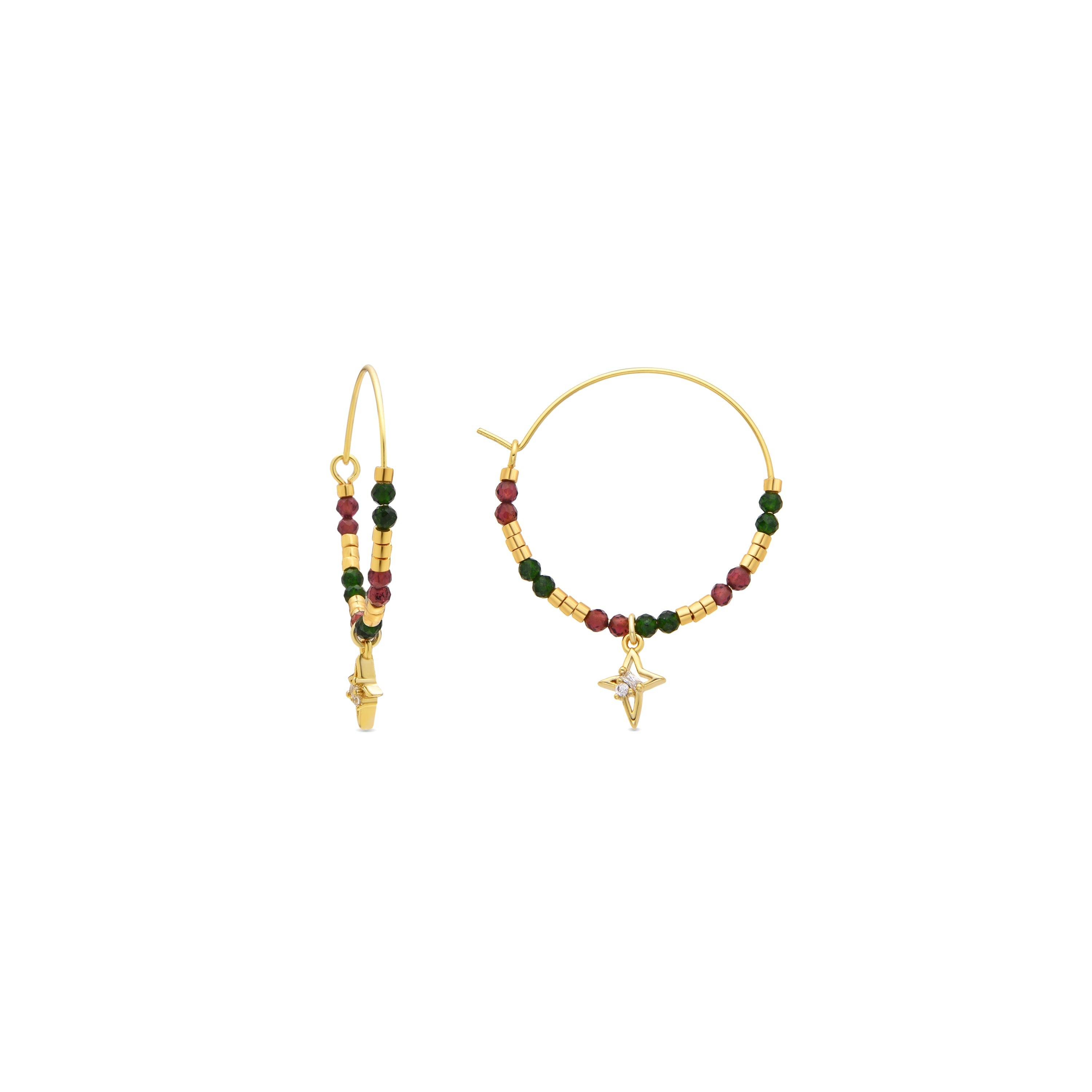 925 Sterling Silver and Brilliant Zirconia Earrings, 18k Gold Finish - Paila