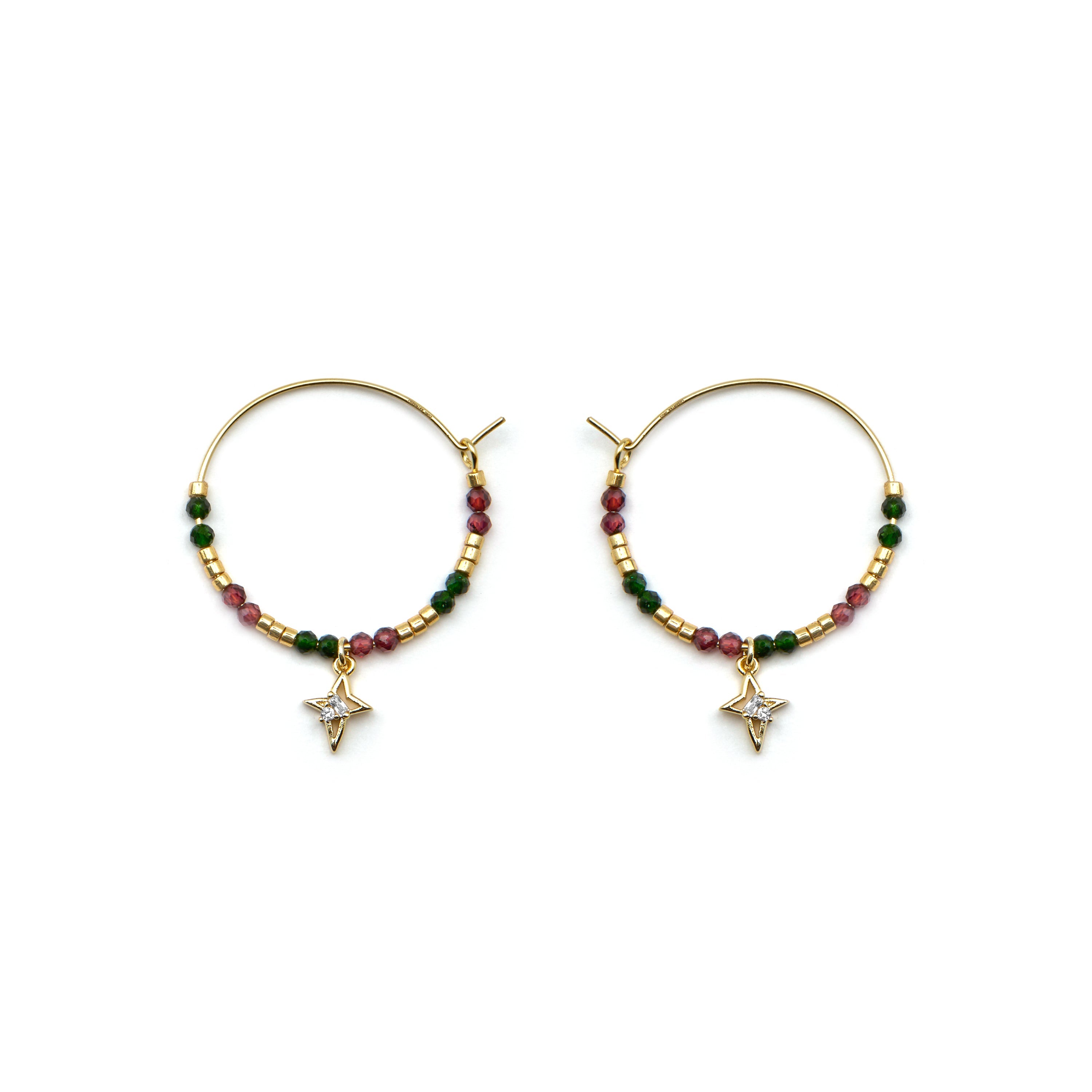 925 Sterling Silver and Brilliant Zirconia Earrings, 18k Gold Finish - Paila