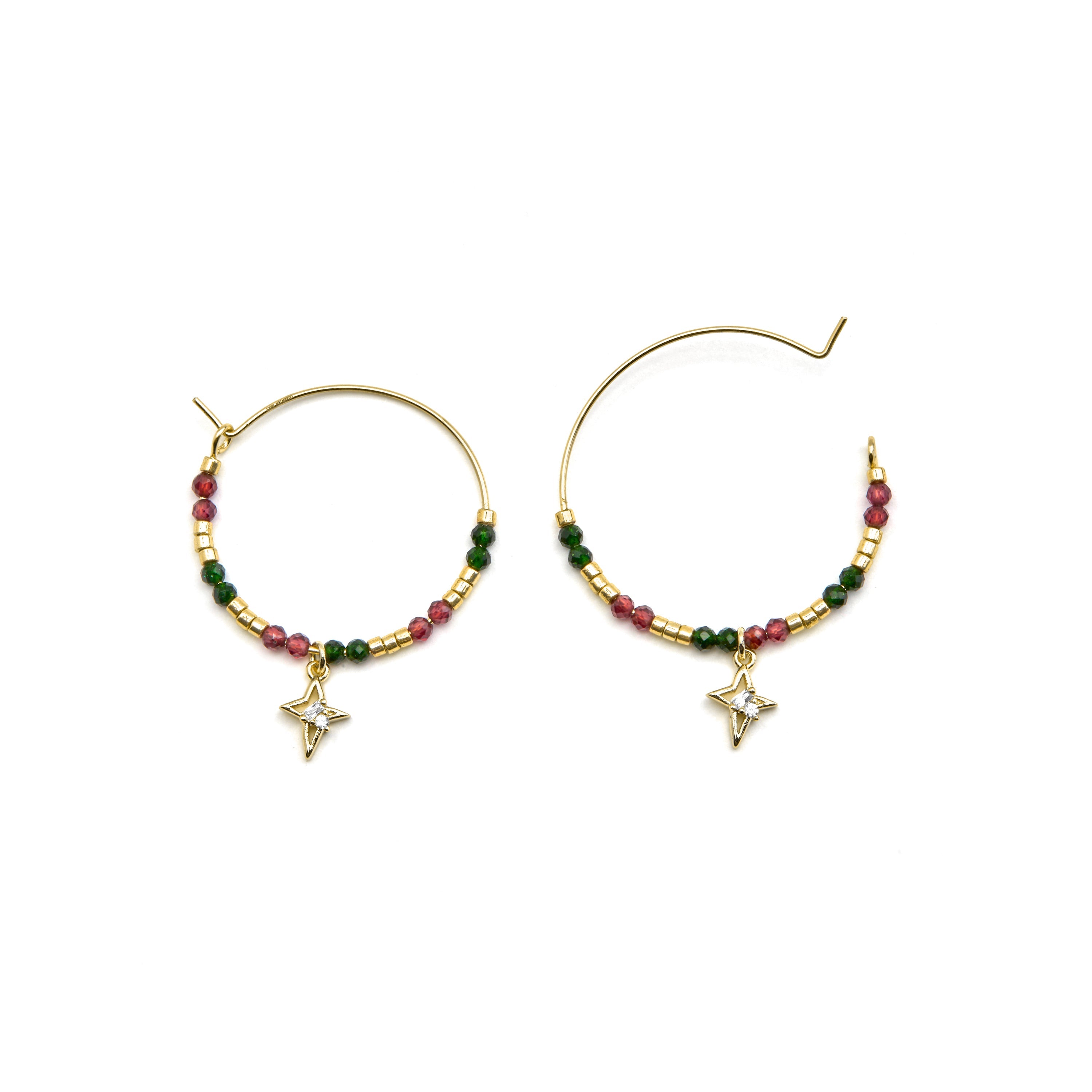 925 Sterling Silver and Brilliant Zirconia Earrings, 18k Gold Finish - Paila