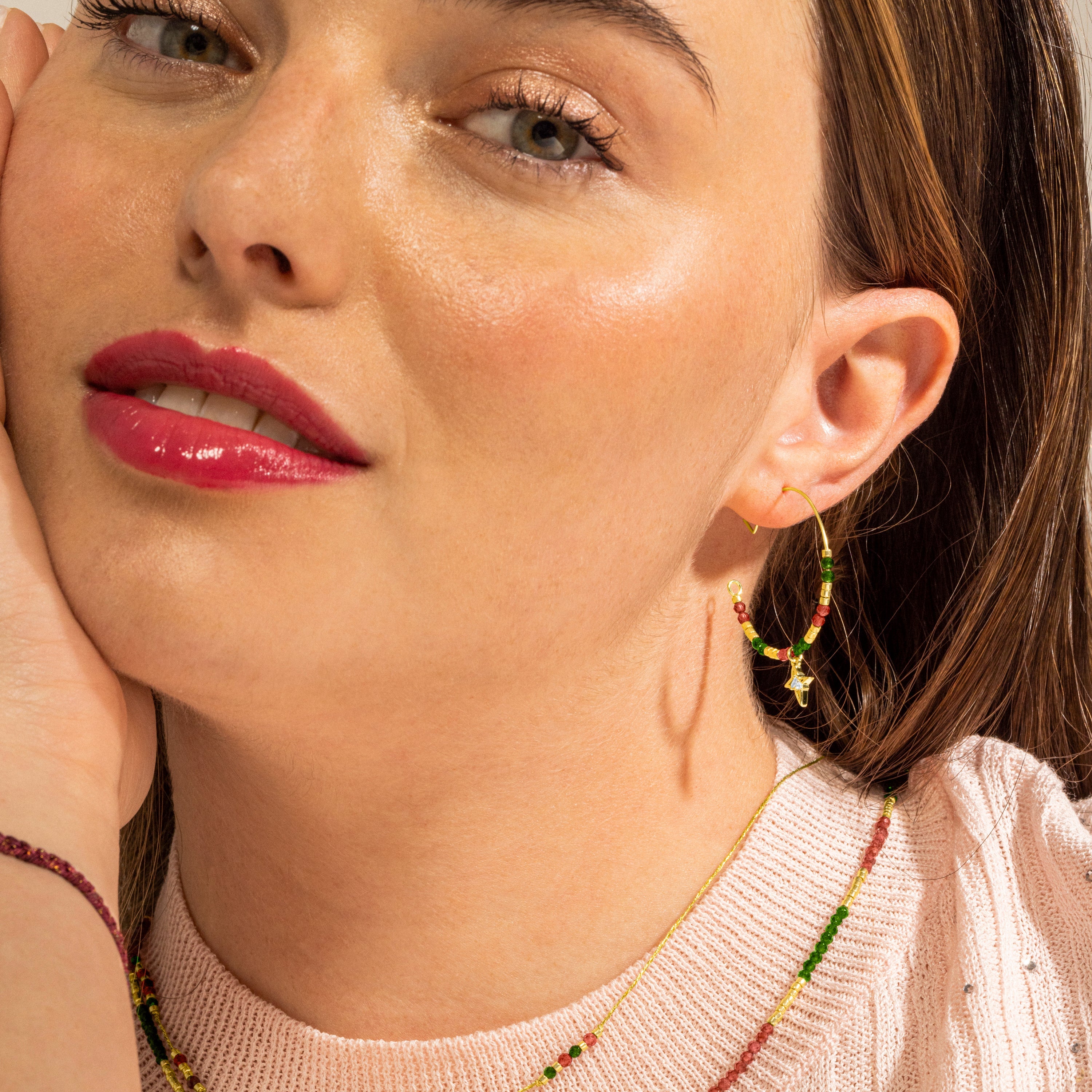 925 Sterling Silver and Brilliant Zirconia Earrings, 18k Gold Finish - Paila