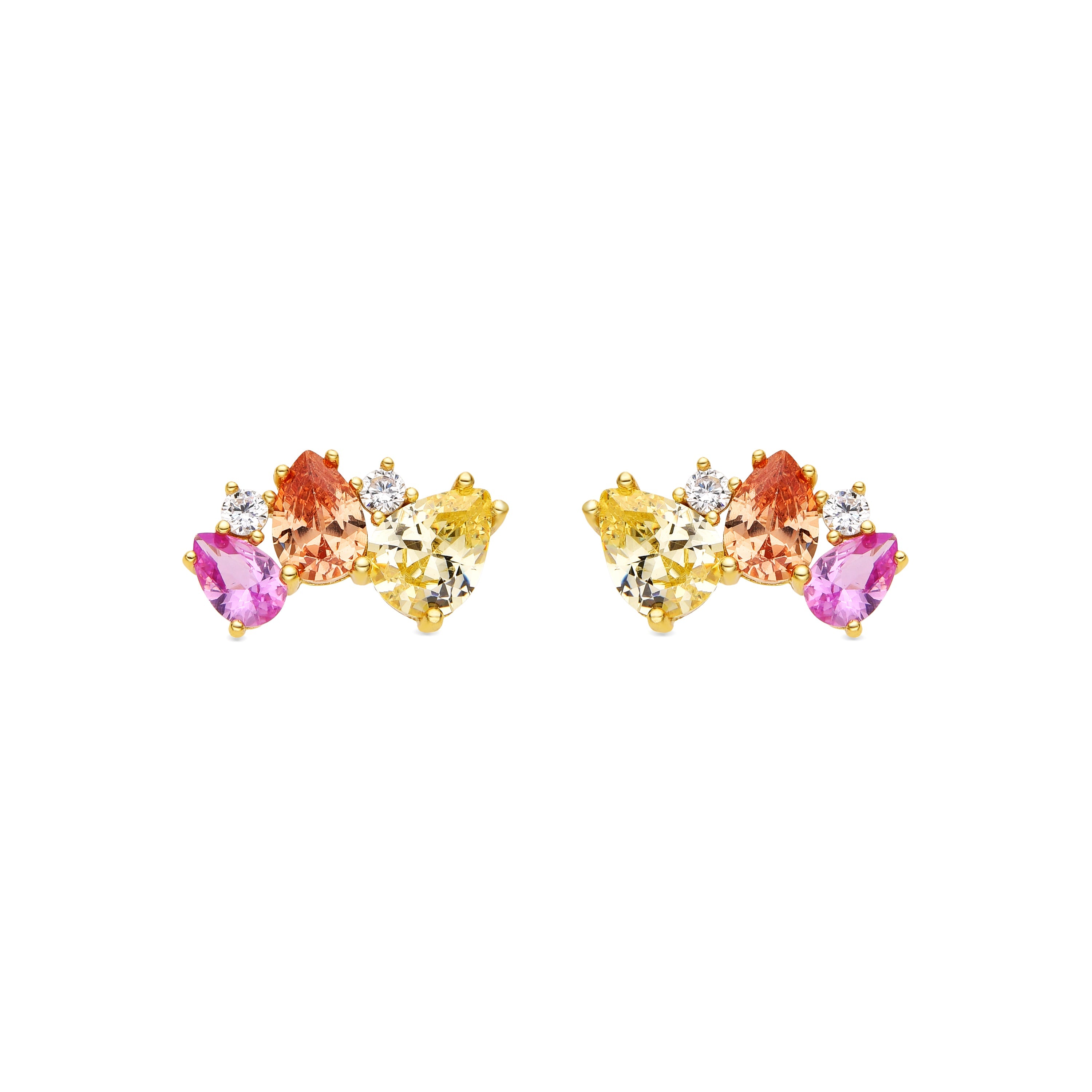 Pendientes de Plata de Ley 925 y Circonita Multicolor acabado oro 18k - Terbia