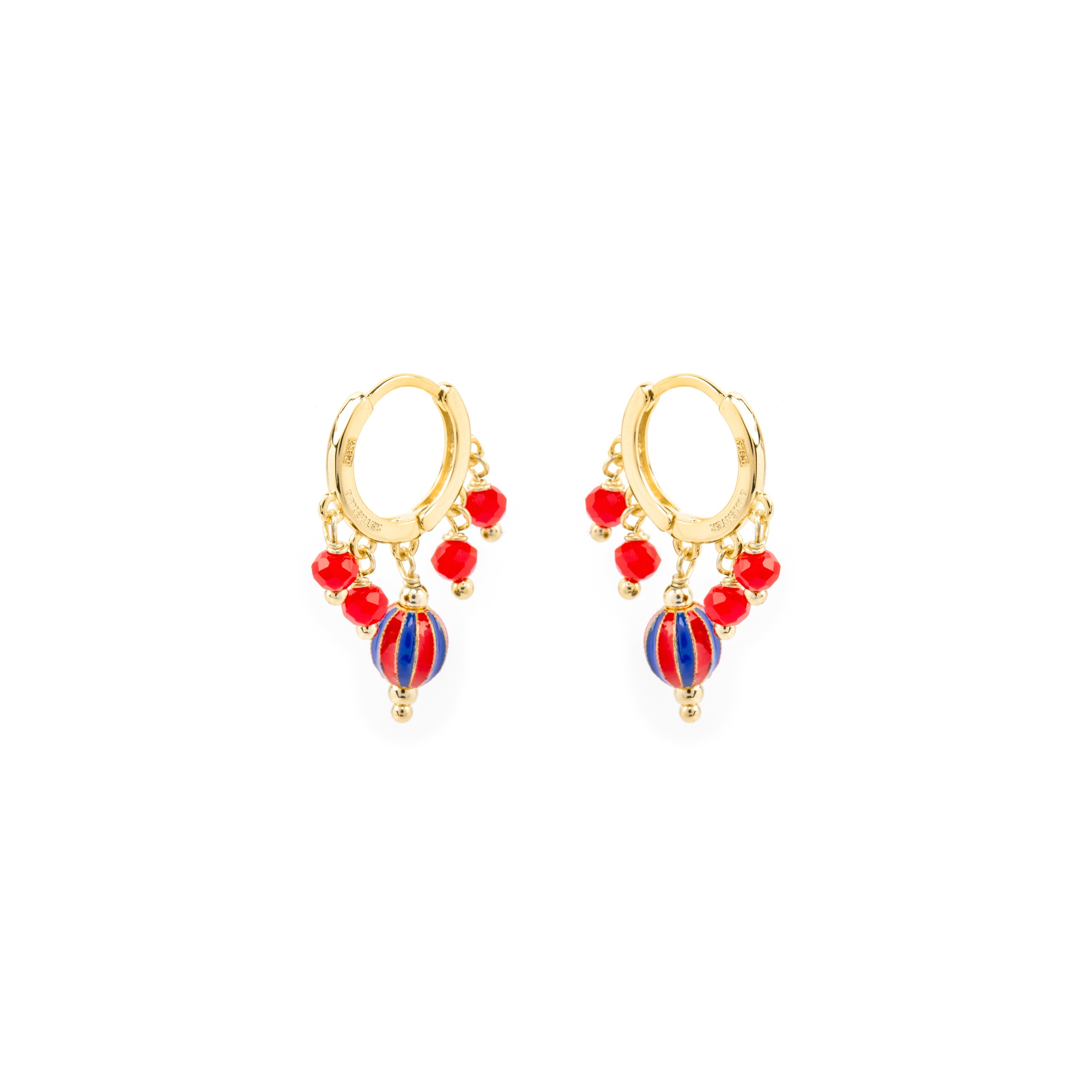 925 Sterling Silver and Red Lacquer Earrings with 18k Yellow Gold Finish - Towi