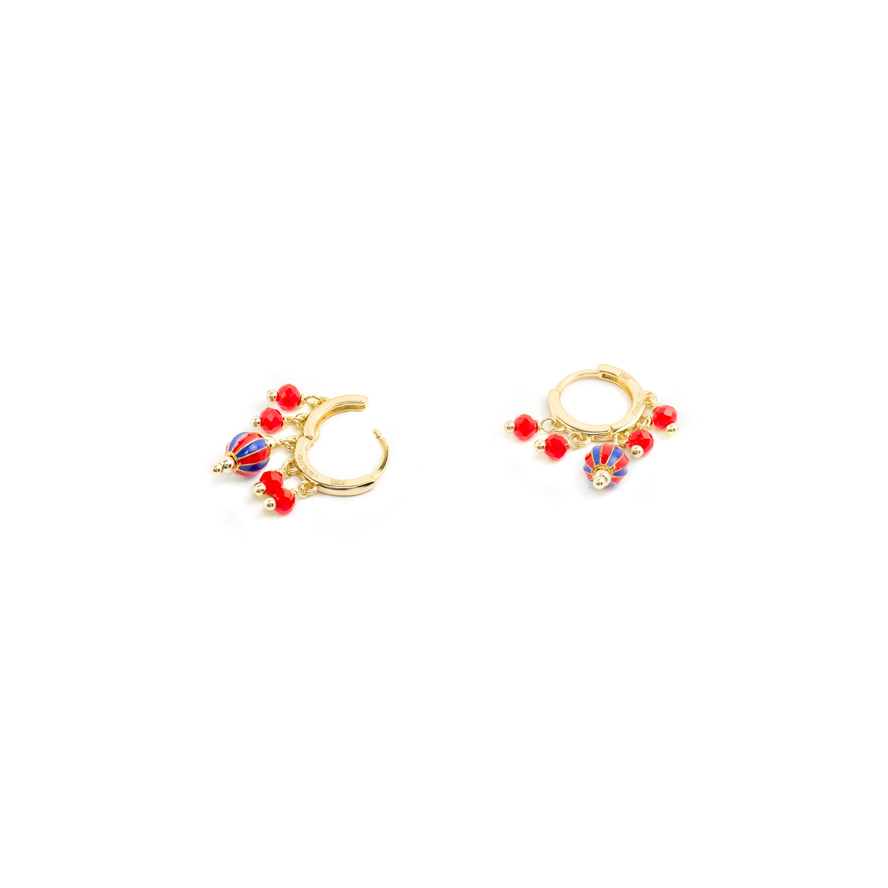 925 Sterling Silver and Red Lacquer Earrings with 18k Yellow Gold Finish - Towi