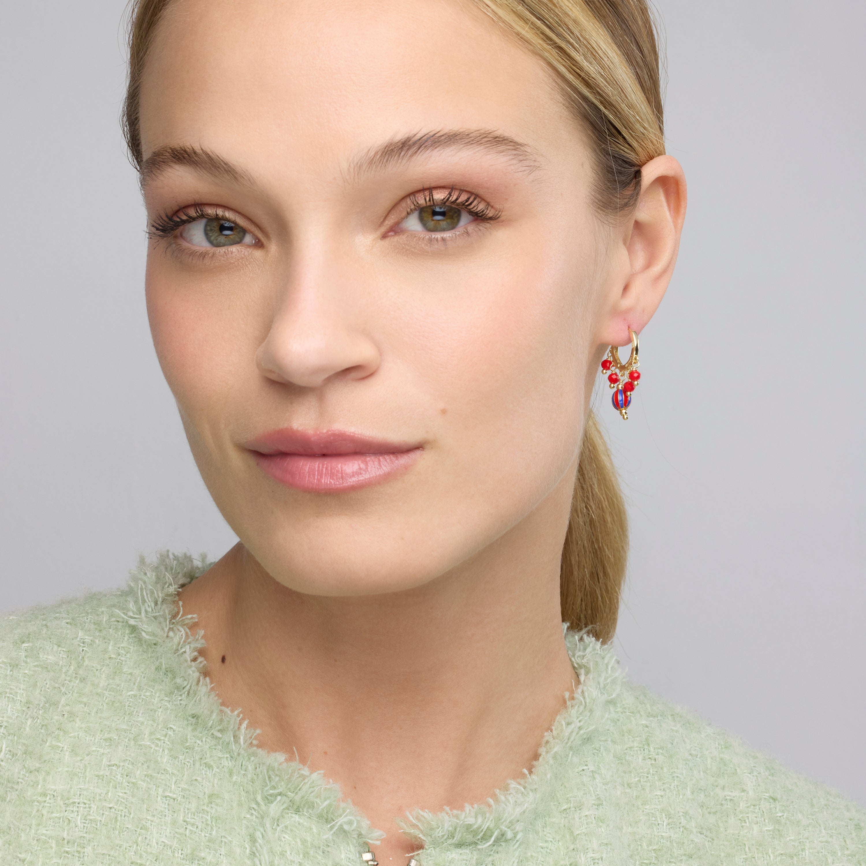 925 Sterling Silver and Red Lacquer Earrings with 18k Yellow Gold Finish - Towi