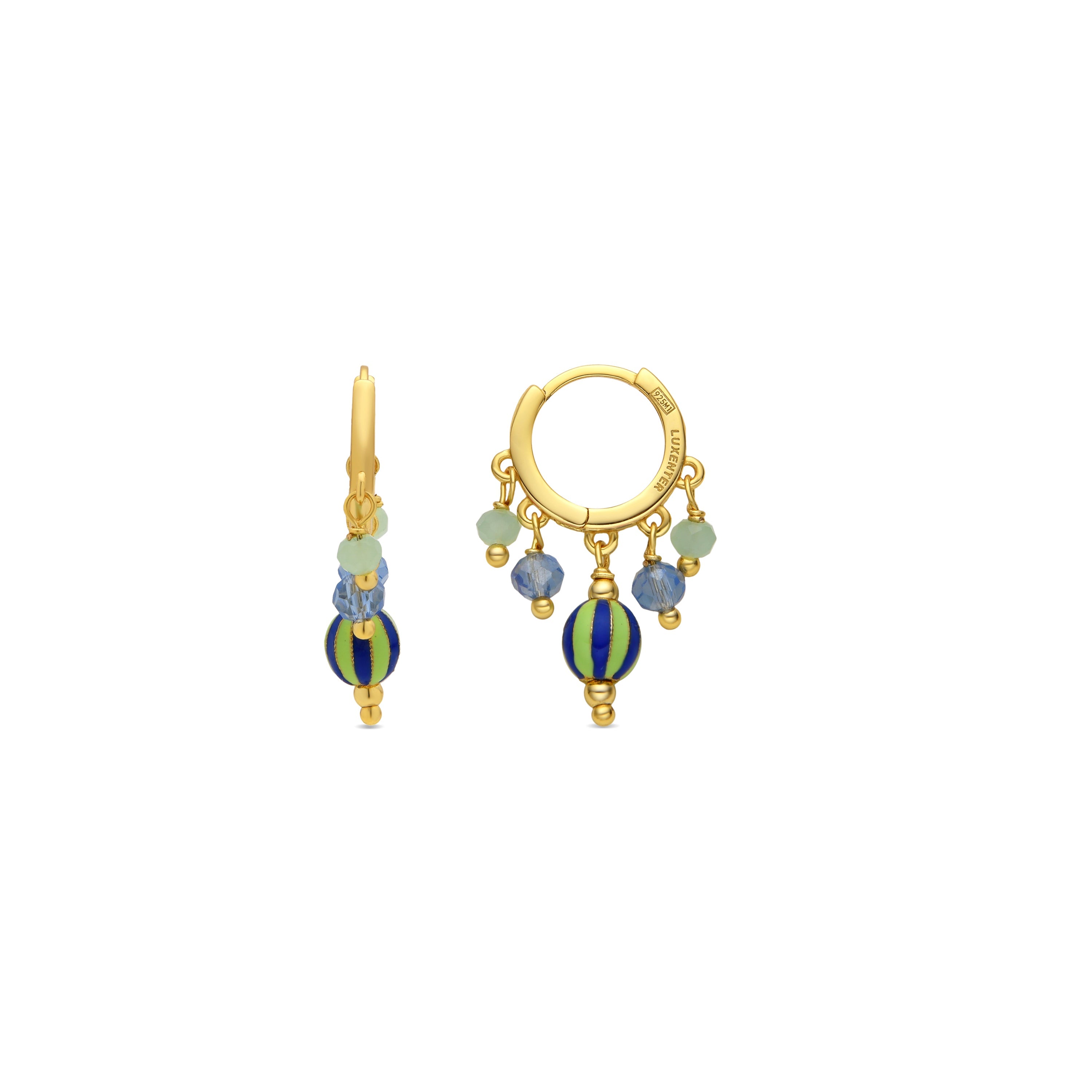 925 Sterling Silver and Multicolor Lacquer Earrings with 18k Yellow Gold Finish - Towi