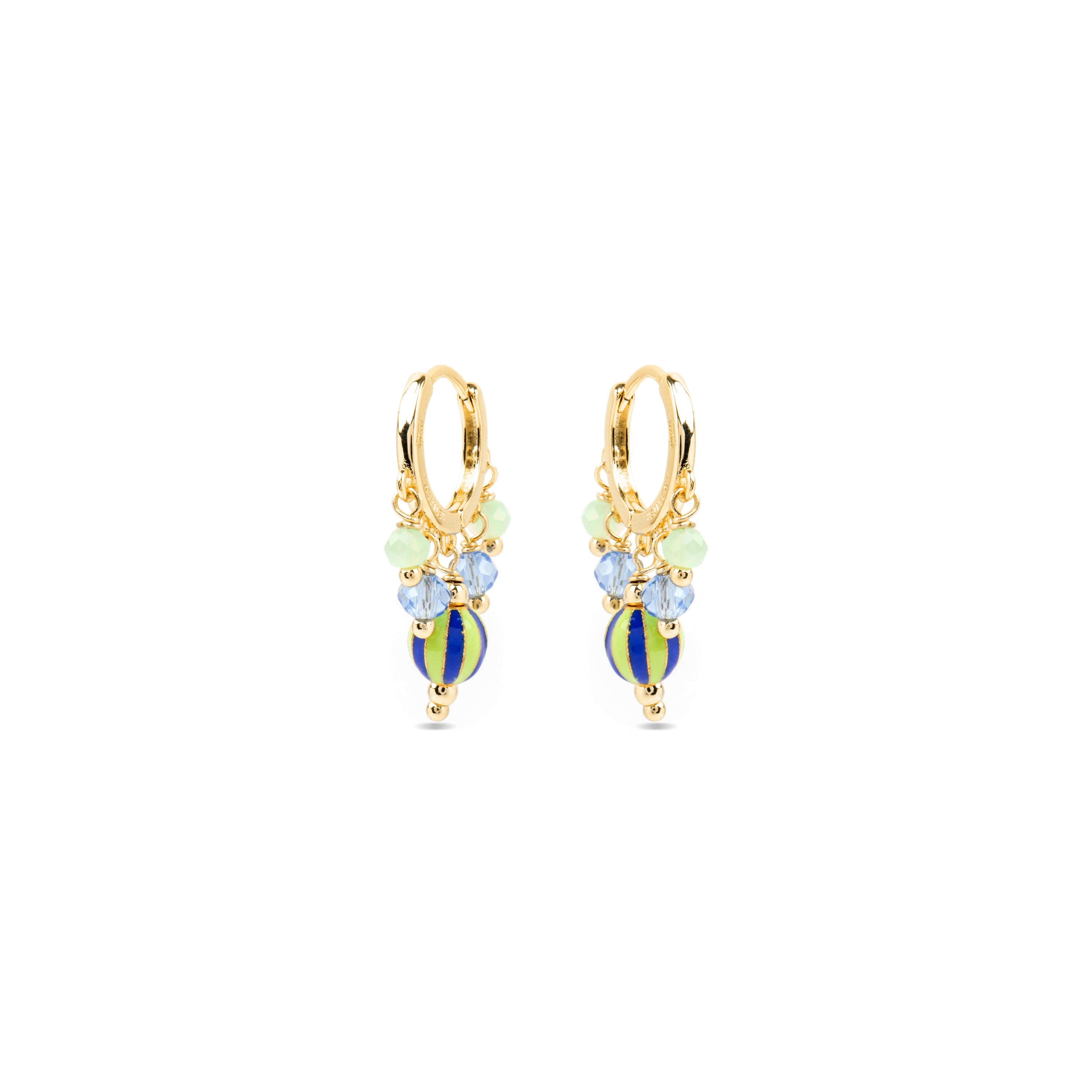 925 Sterling Silver and Multicolor Lacquer Earrings with 18k Yellow Gold Finish - Towi