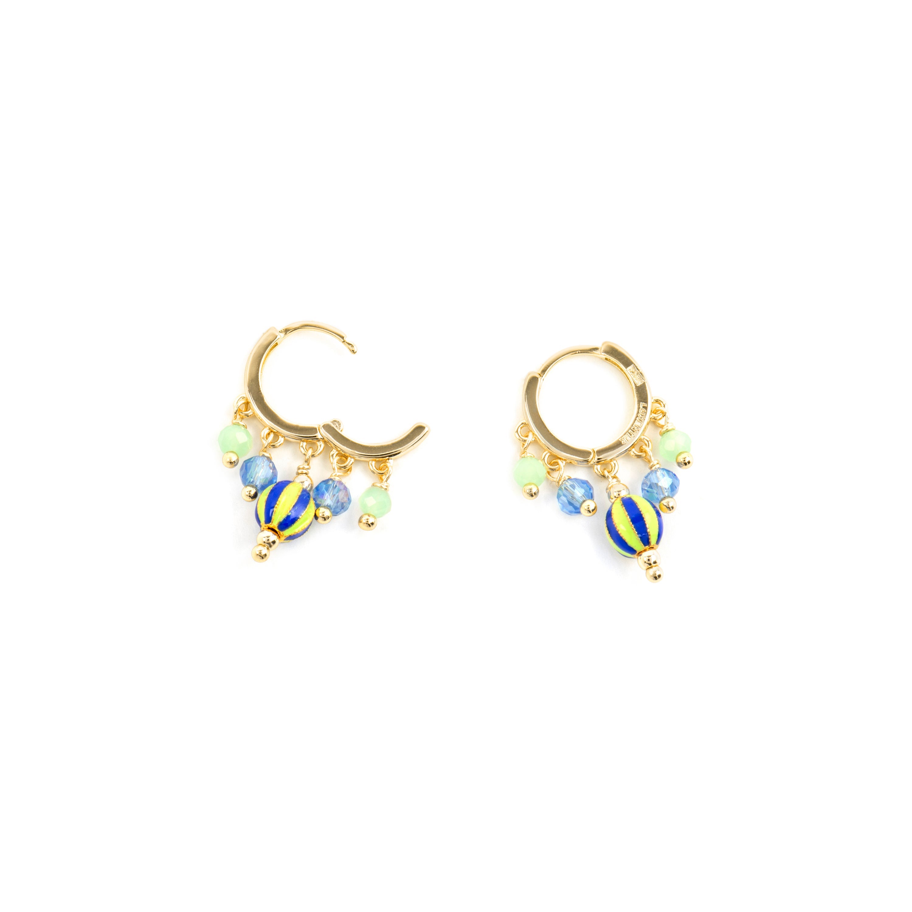 925 Sterling Silver and Multicolor Lacquer Earrings with 18k Yellow Gold Finish - Towi
