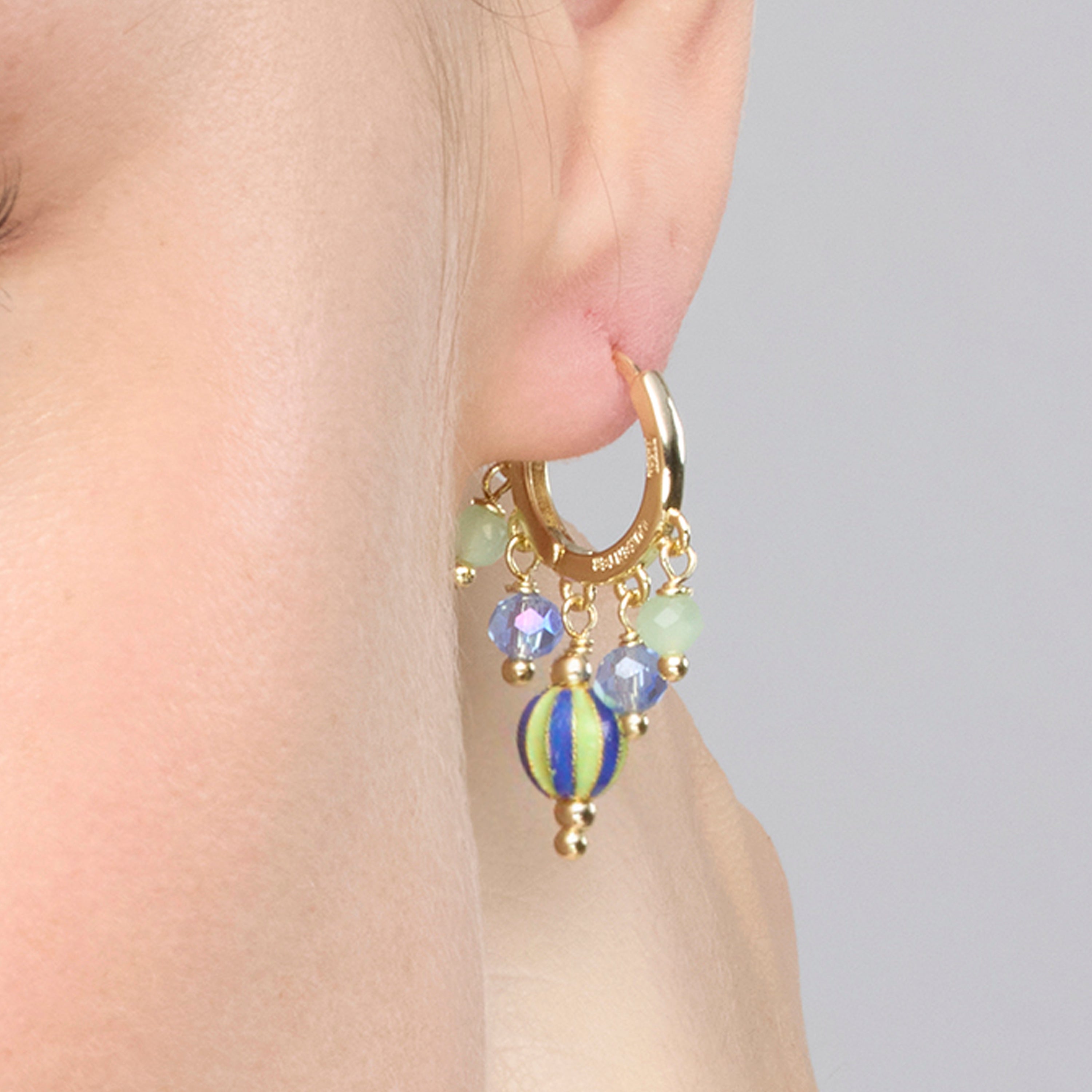 925 Sterling Silver and Multicolor Lacquer Earrings with 18k Yellow Gold Finish - Towi