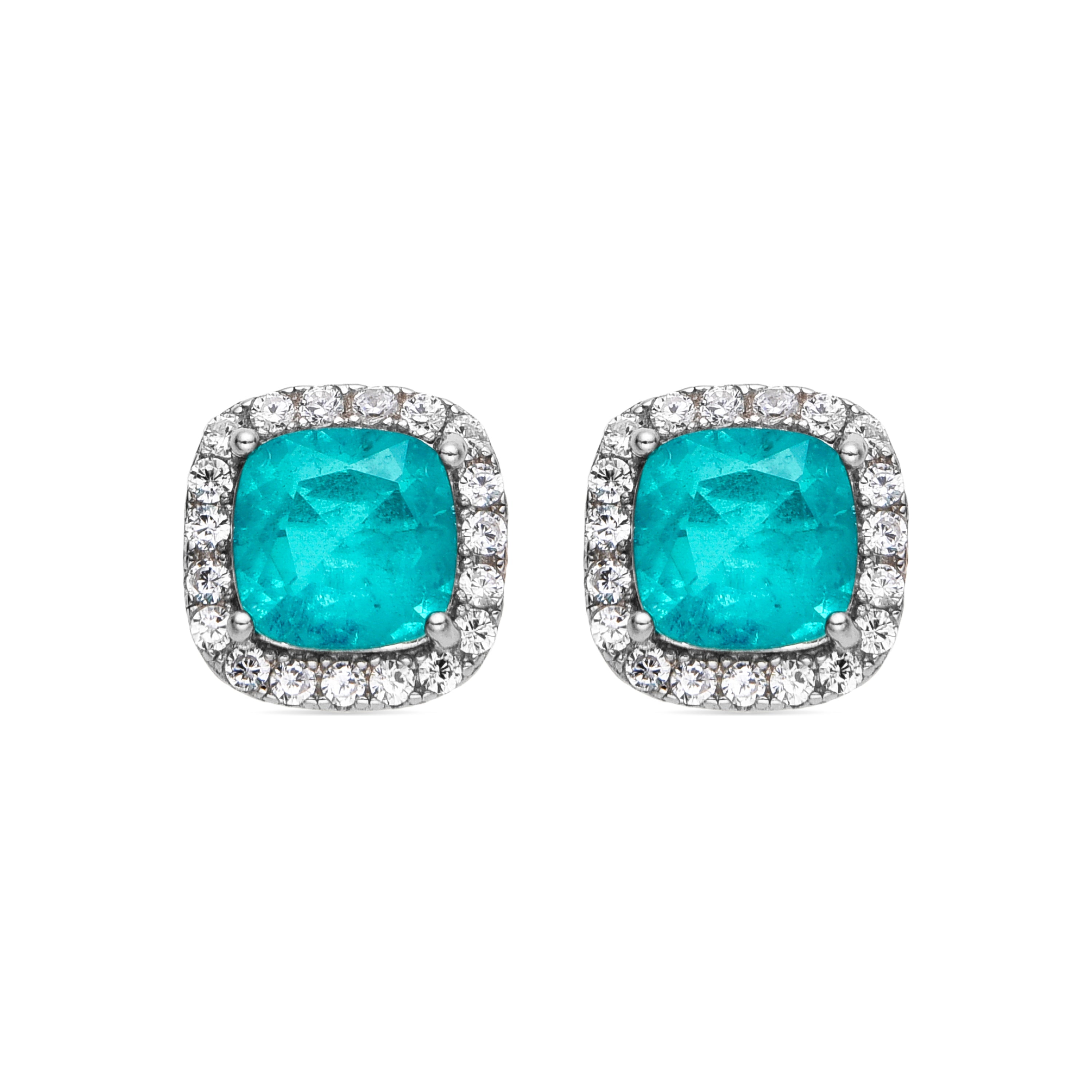 925 Sterling Silver and Light Green Hydrothermal Quartz Earrings with Rhodium Finish - Raikash