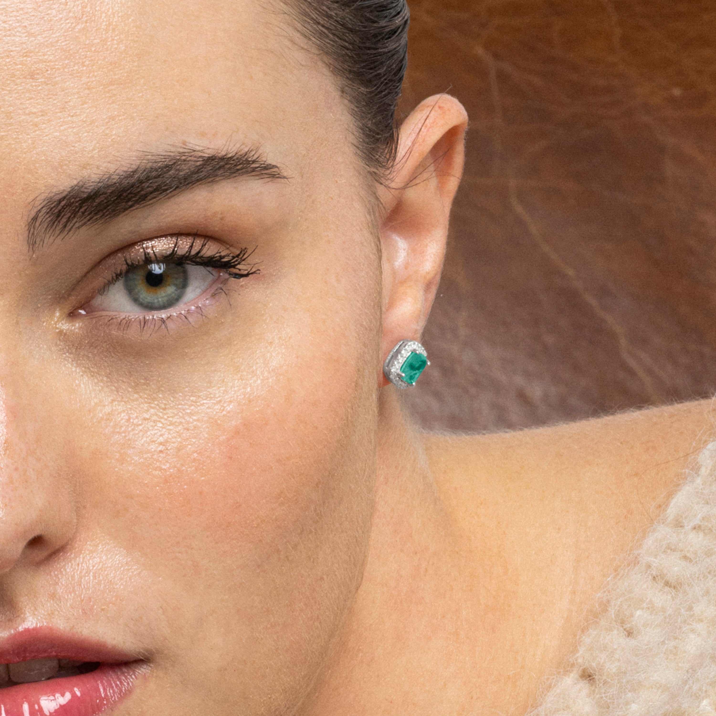 925 Sterling Silver and Light Green Hydrothermal Quartz Earrings with Rhodium Finish - Raikash