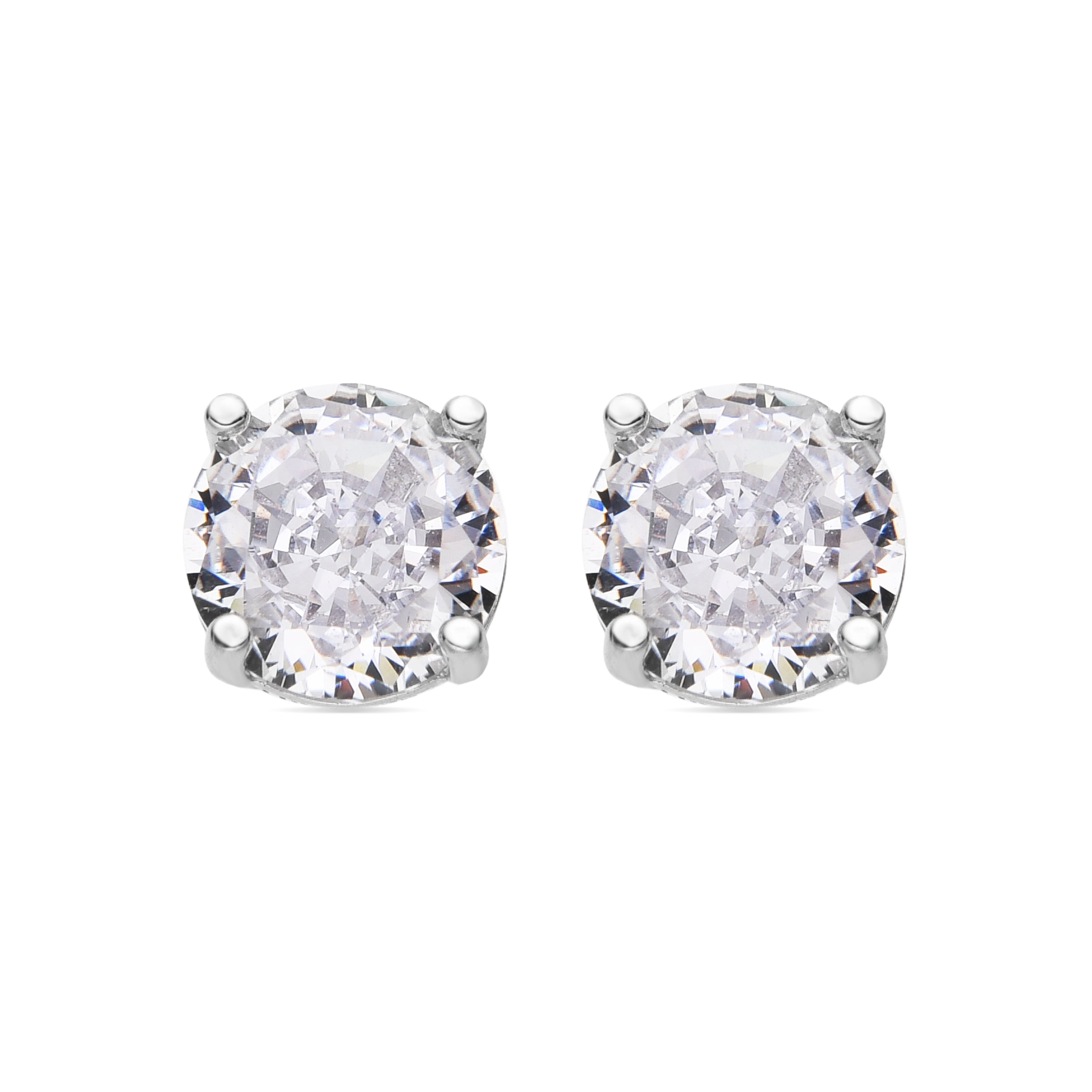 925 Sterling Silver and Brilliant Zirconia Earrings with Rhodium Finish - Baran