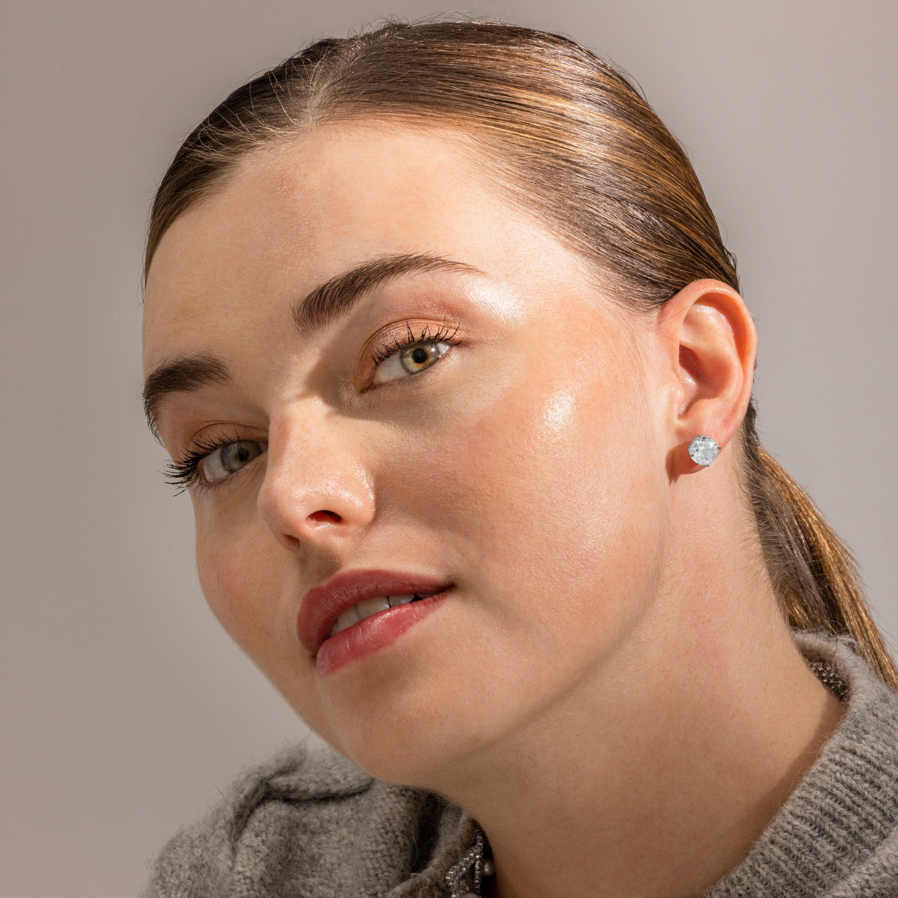 925 Sterling Silver and Brilliant Zirconia Earrings with Rhodium Finish - Baran
