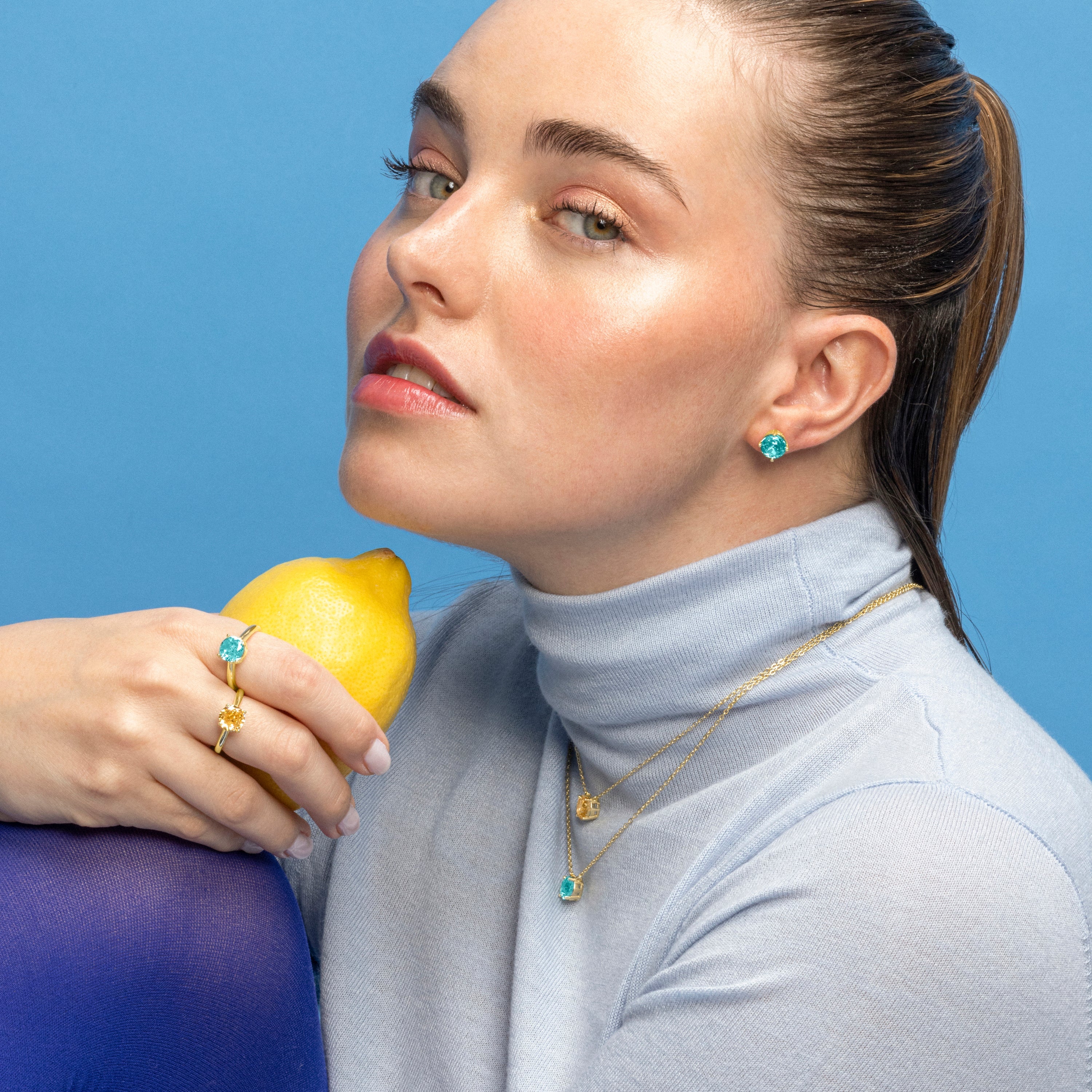 925 Sterling Silver and Light Green Hydrothermal Quartz Earrings with 18k Gold Finish - Baran